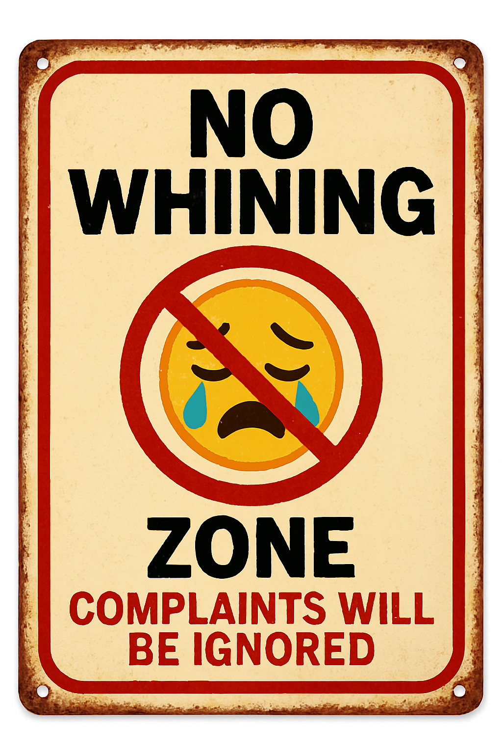 No Whining Zone Complaints Ignored Funny Retro Vintage Sarcastic 8×12 Metal Sign