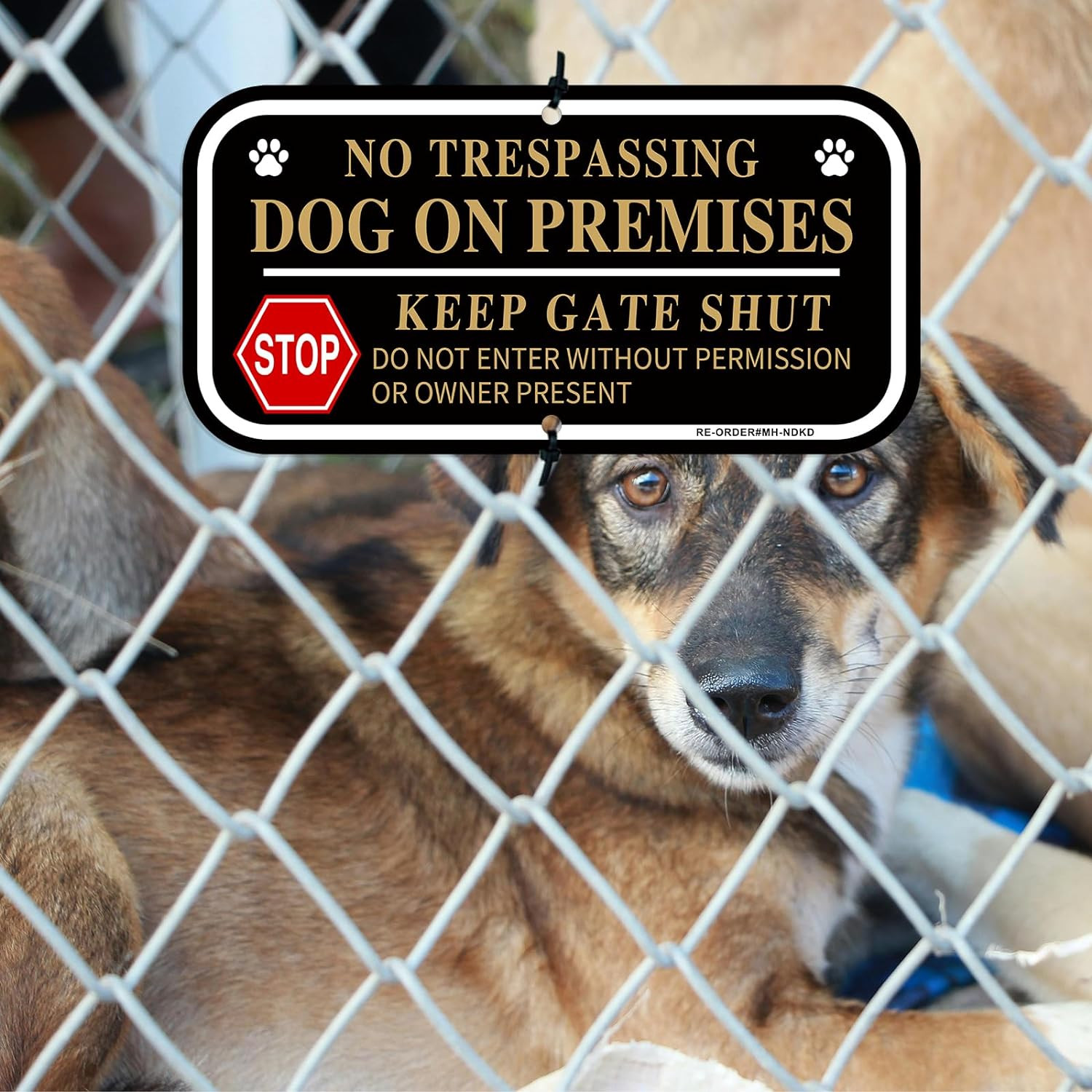 No Trespassing Dog on Premises Signs, 2 Pack Dog on Premises Keep Gate Shut
