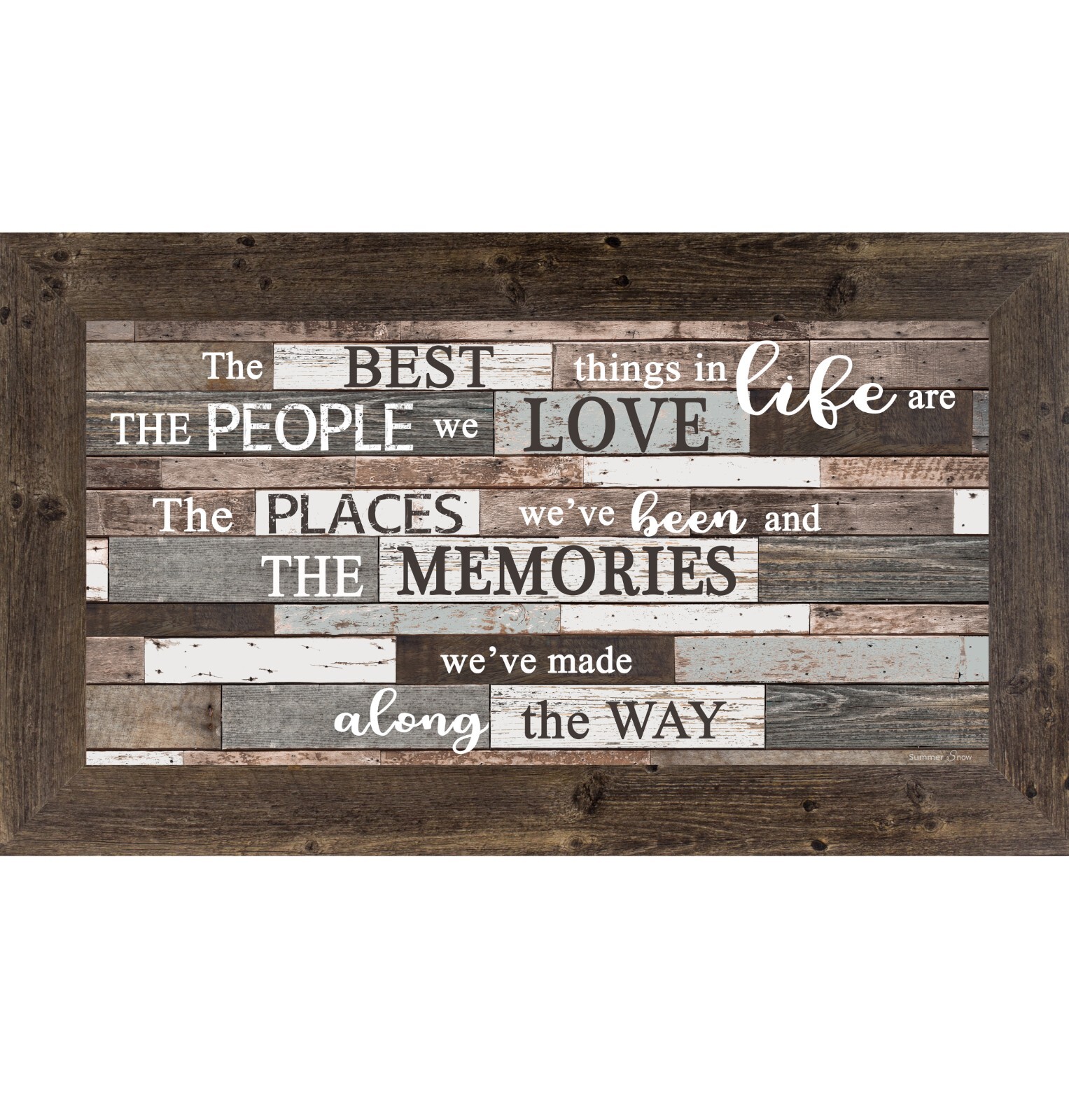 The Best Things in Life Wall Art – Long Horizontal Framed Rustic Quote Sign