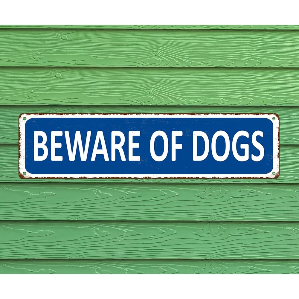 Beware Of Dogs Vintage Metal Sign Farmhouse Yard Outdoor Wall Warning Plaque
