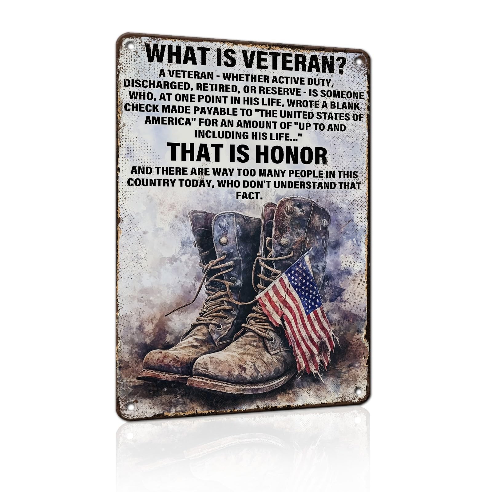 PEACHGARDEN Military Decor What Is a Veteran Patriotic Metal Sign, Military W…