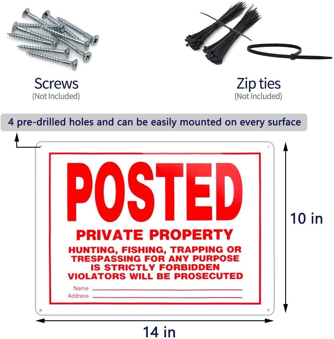 Weather-Resistant No Trespassing Sign – 14×10 Aluminum for Outdoor Use, Set of 4