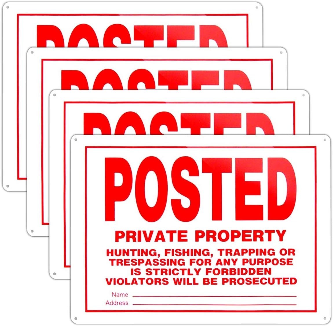 Weather-Resistant No Trespassing Sign – 14×10 Aluminum for Outdoor Use, Set of 4