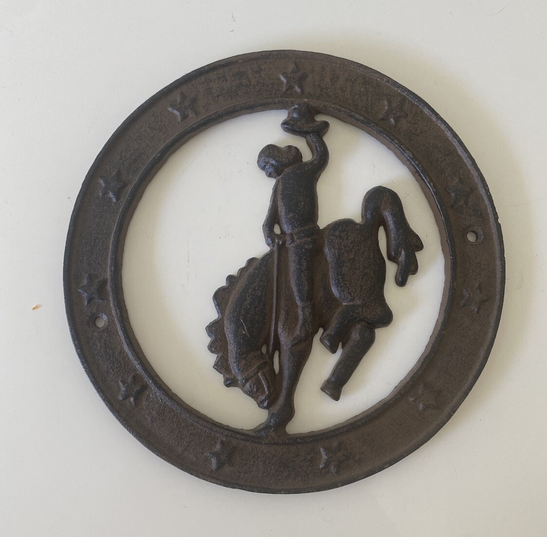 Cast Iron Western Decor Texas Star Cowboy Wall Plaque 6”