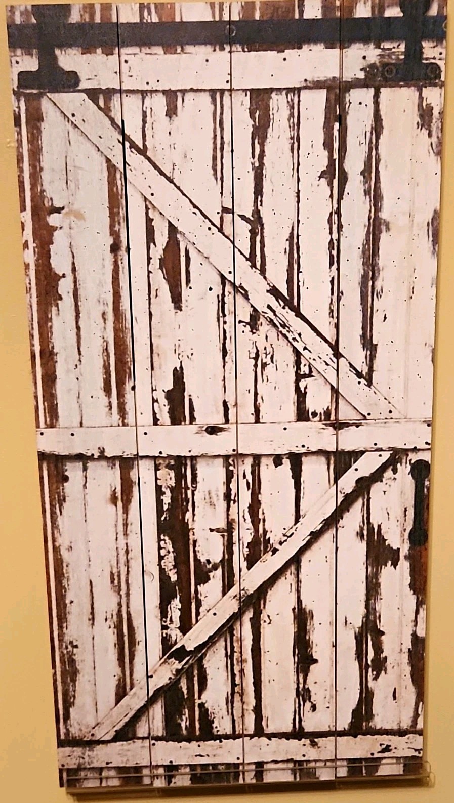 Rustic Distressed Barn Door Wood Wall Plaque White/Brown Vertical Hanging