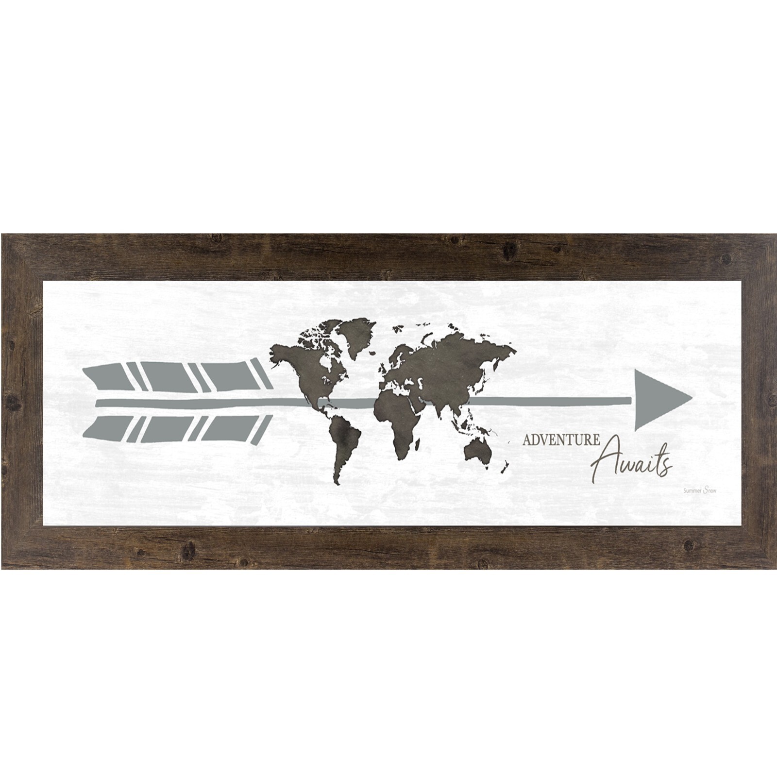 Travel Wall Art “Adventure Awaits” Framed Decor by Summer Snow