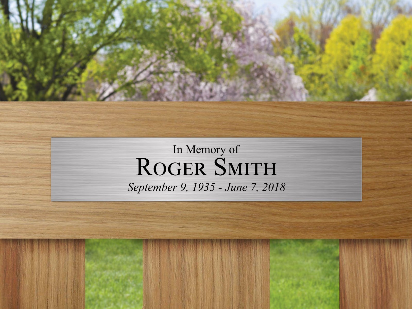 Outdoor Memorial Custom Plaque Plastic Engraved In Memory of Plate Bench Tag Urn