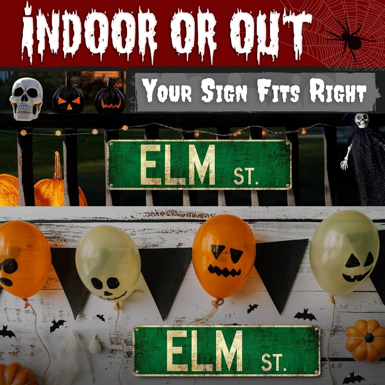 Elm Street Sign – Horror Movie Gifts and Collectibles, 16×4″ 16x4Inch, Green