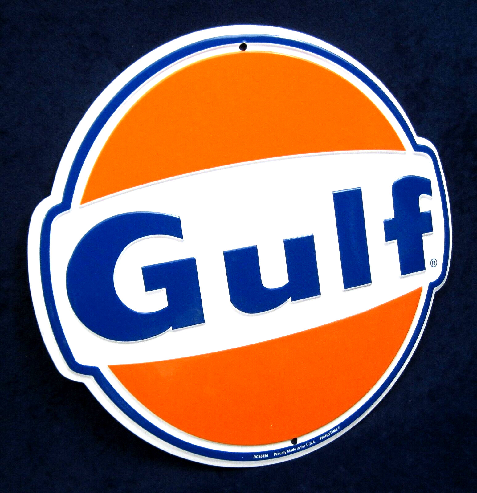 GULF Die-Cut Embossed Metal Round Sign ~ Garage Shop Man Cave Bar ~ MADE in USA