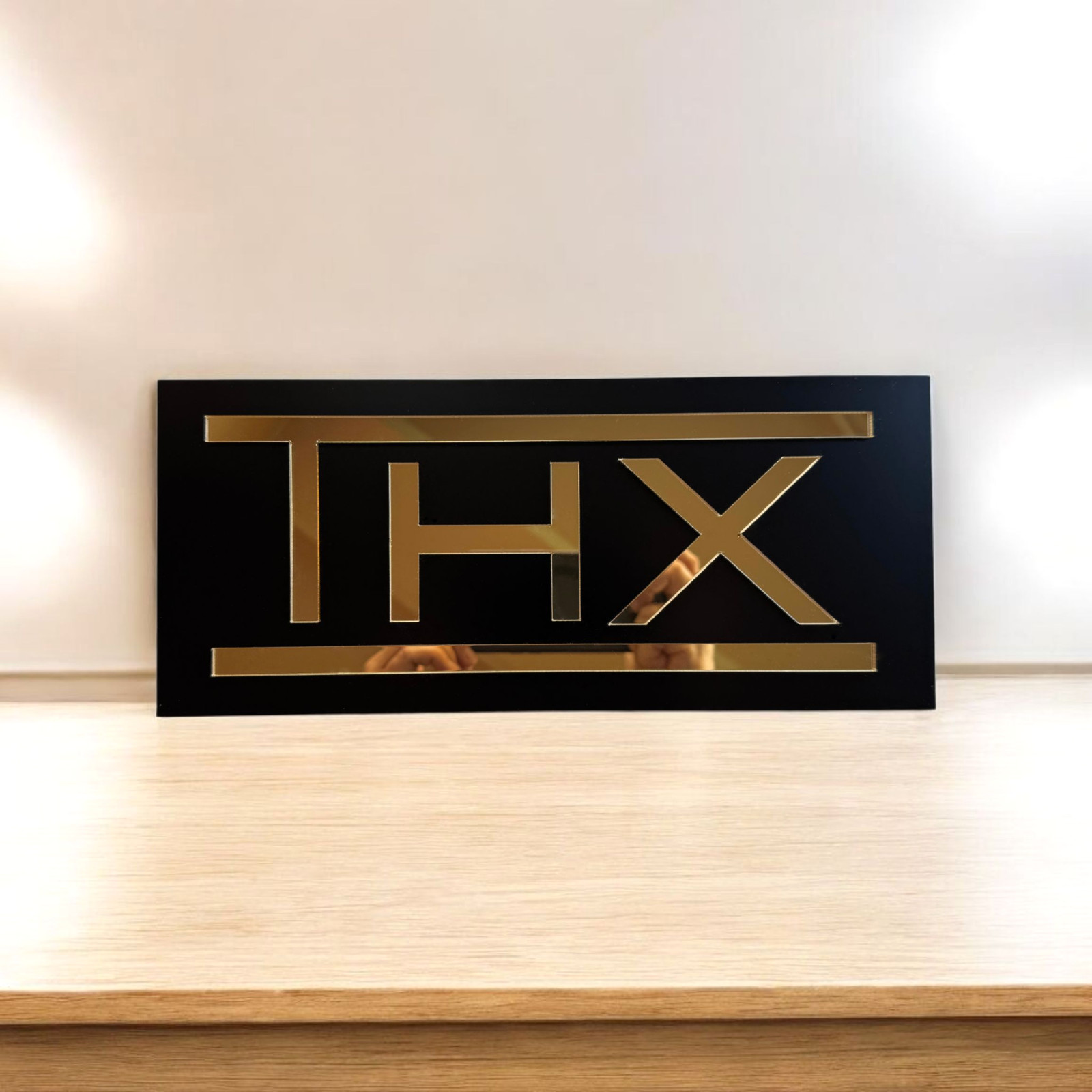 US Stock! THX Wall Sign Gold Acrylic Plaque Home Theater Cinema Media Room Decor