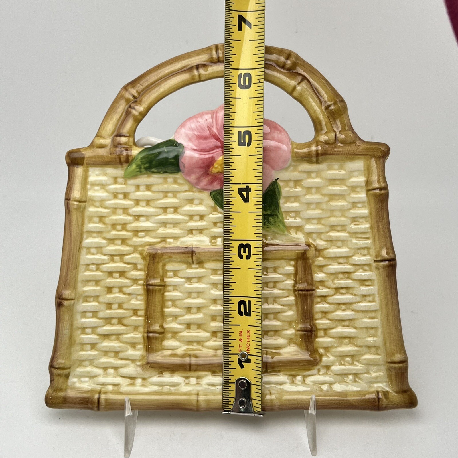 Boston Warehouse Wall Hanging Purse Plates Set Of 3 Rattan Croc Leopard Ceramic