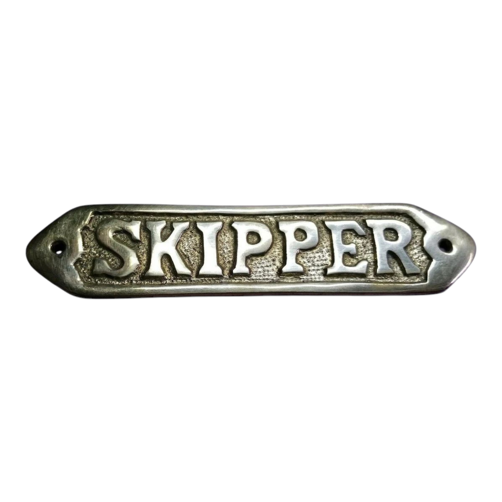 Brass Sign ~ Skipper Plaque~ Nautical Ship Boat Beach Door Plaque