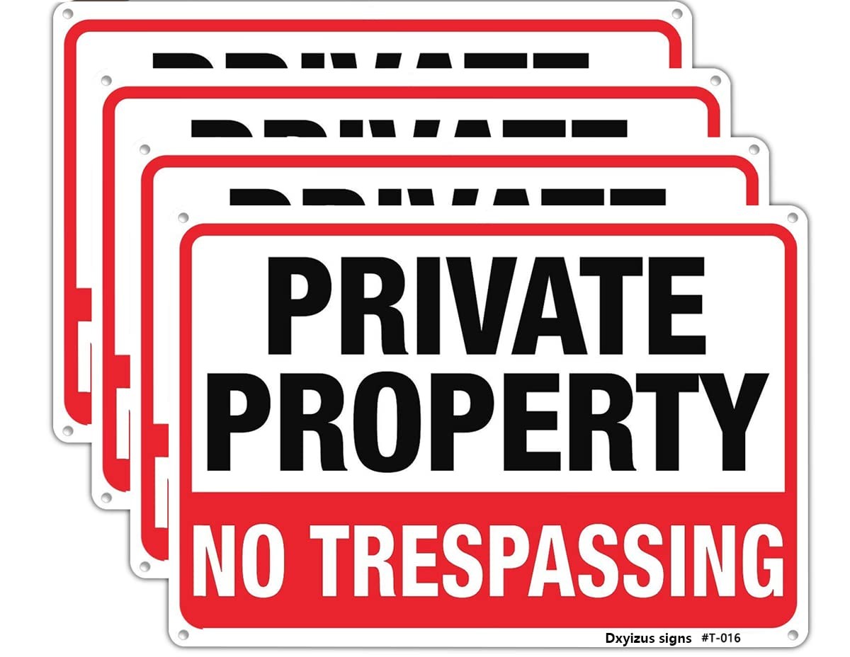 Large No Trespassing Signs Private Property, 10×14 Inch Aluminum, 4 Pack
