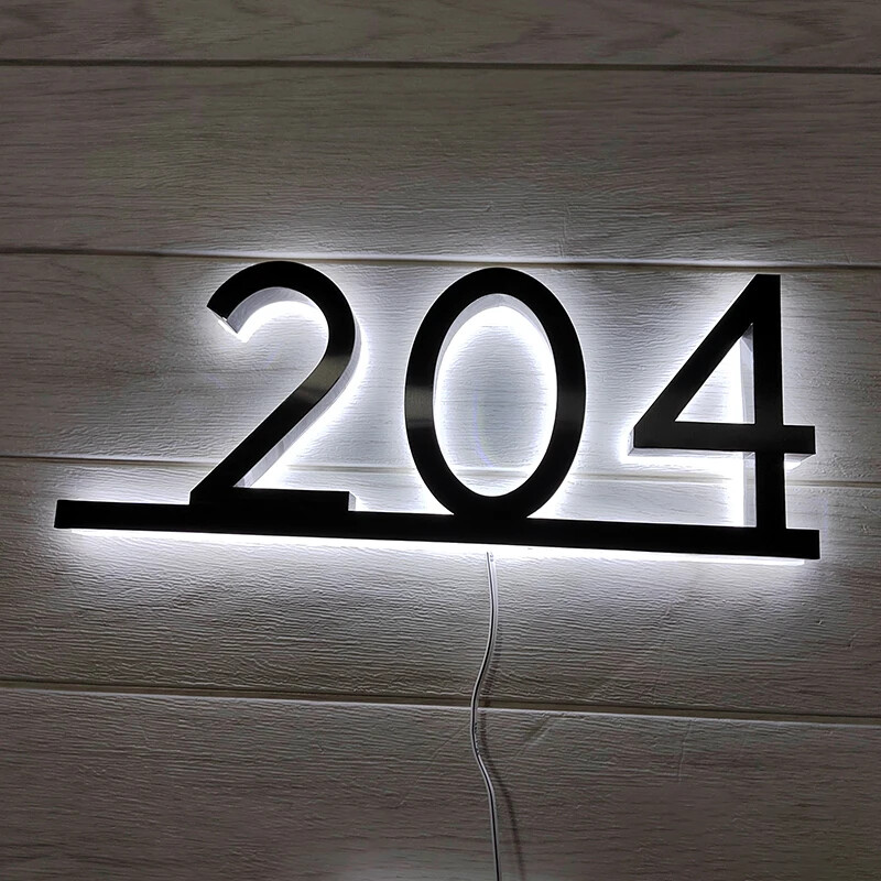 LED House Number Light Home Door Plates Illuminated Letter Sign Address Plaque