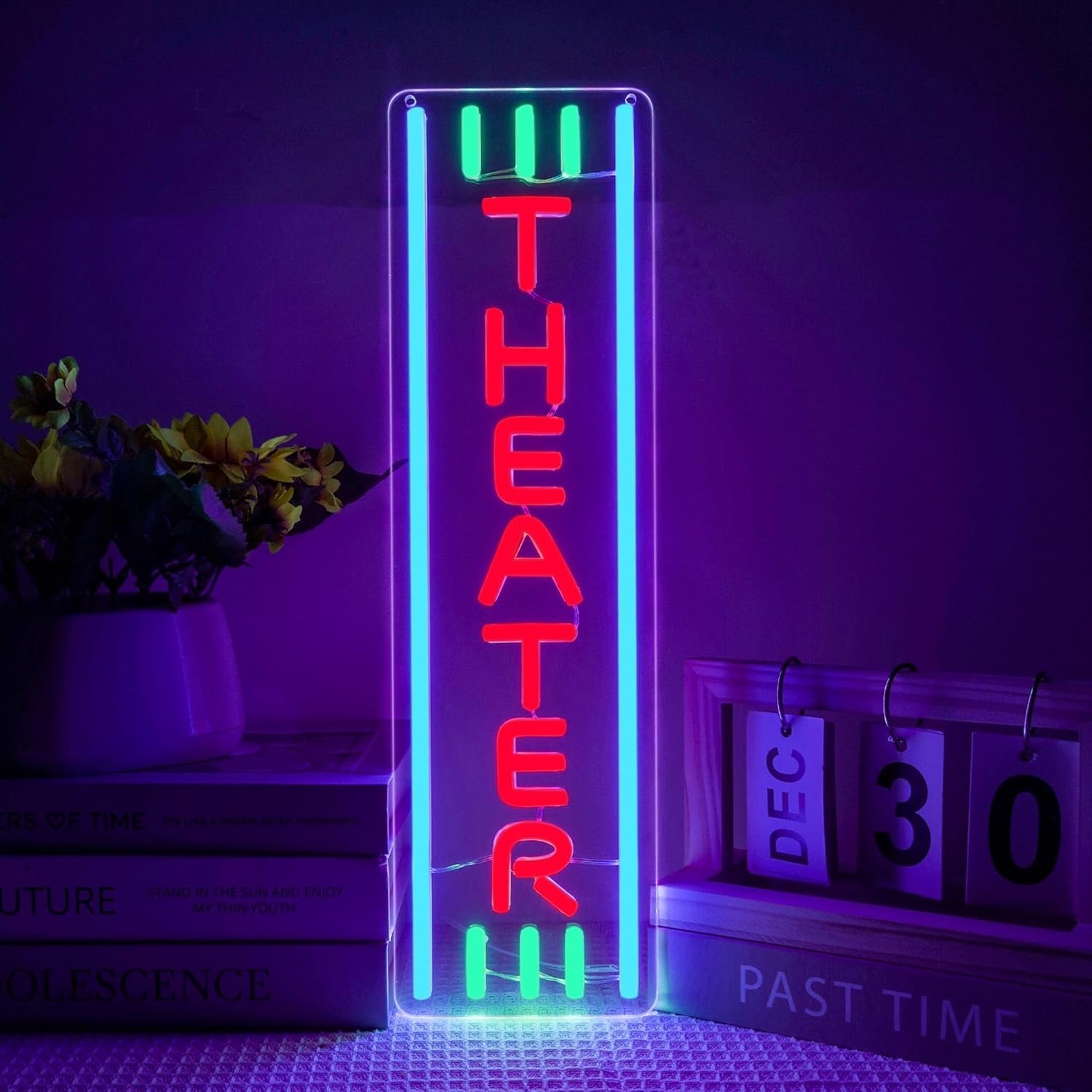 Theater Neon Sign Dimmable LED Movie Night Signs for Wall Decor Home Theater …