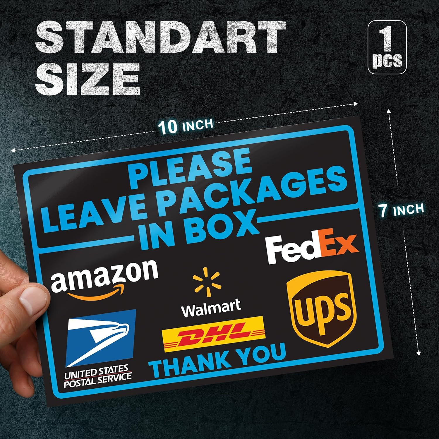 Leave Packages in Box Sticker, 10 X 7 Inch Reflective Package Delivery Sign with