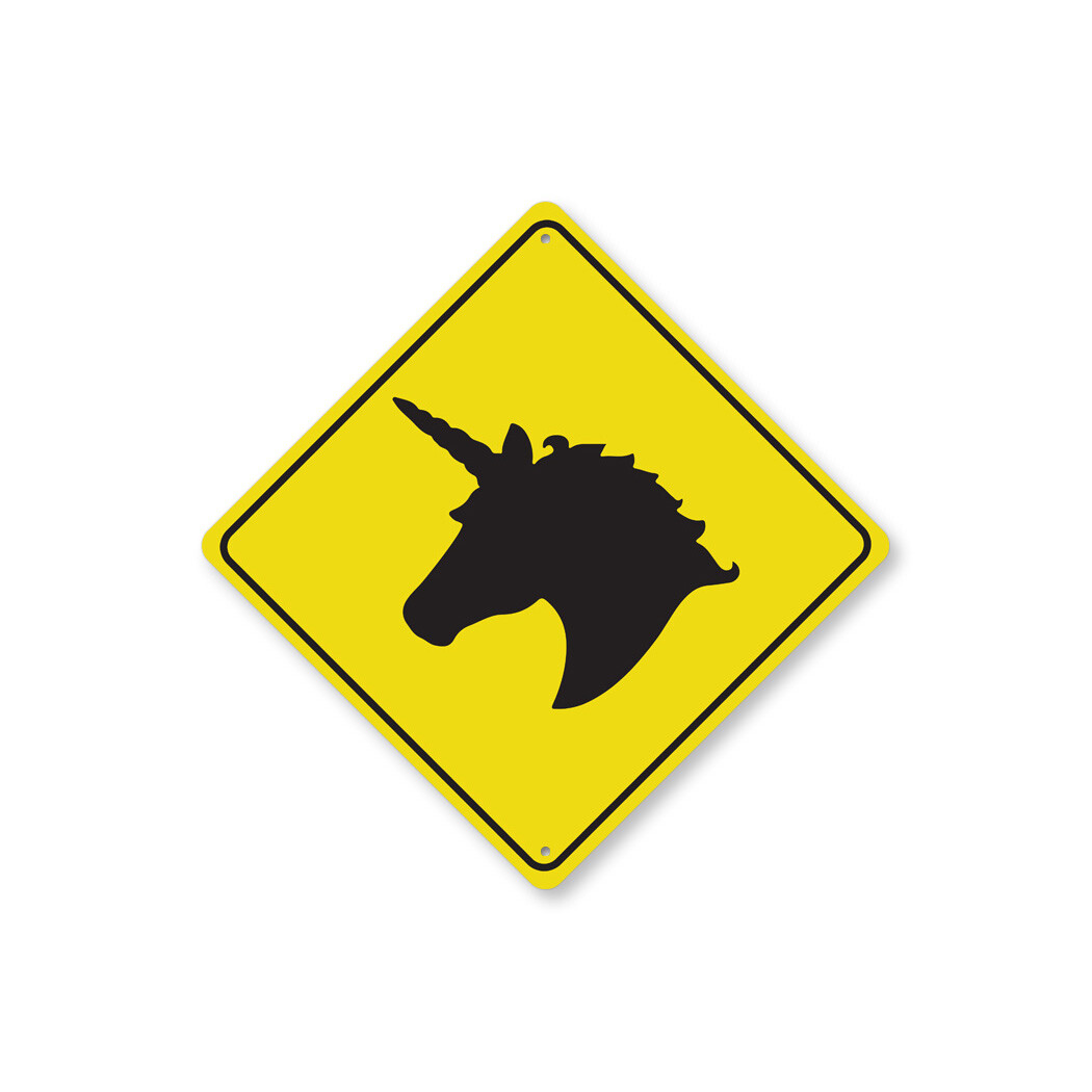 Unicorn Crossing Diamond Metal Sign