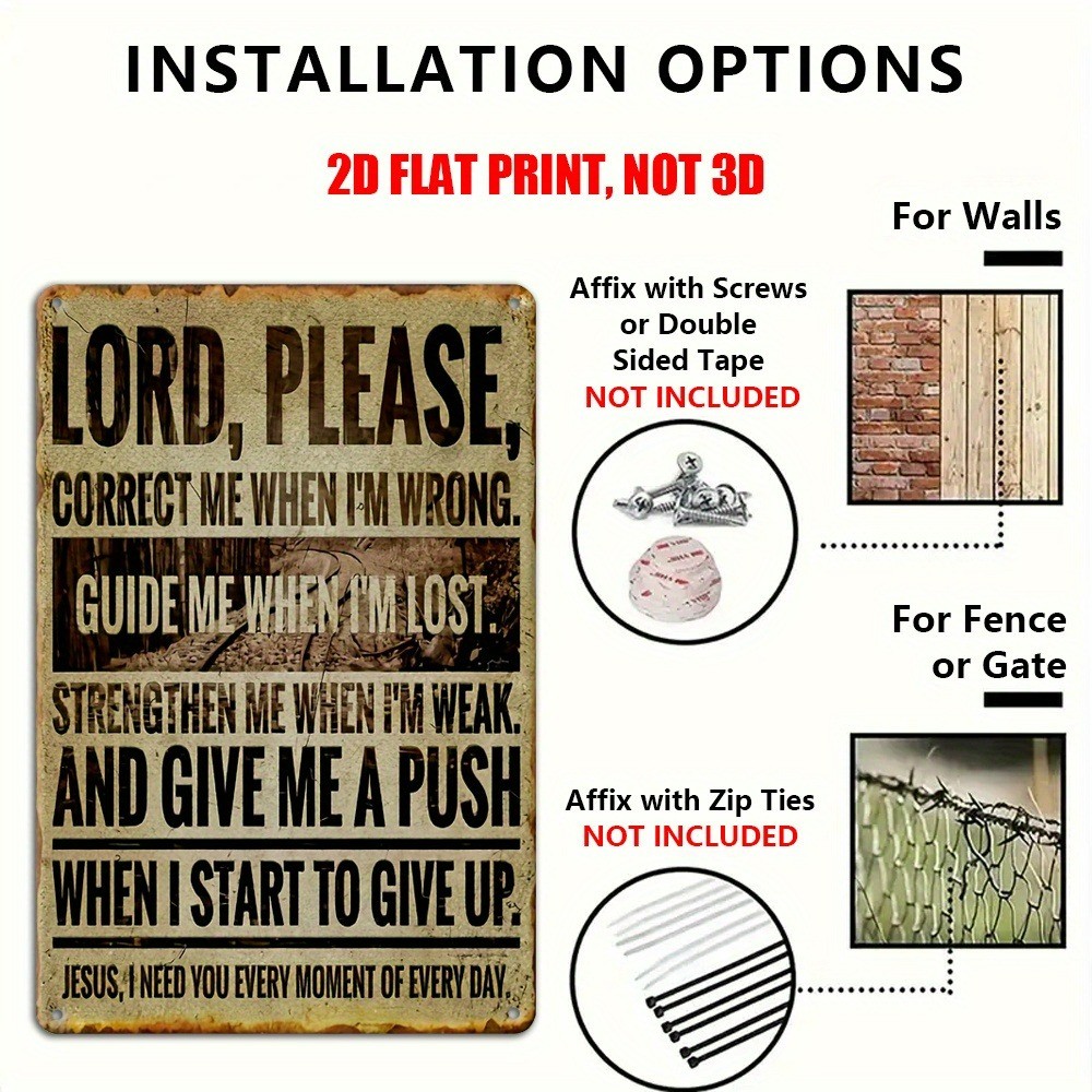 Vintage Spiritual Prayer Metal Sign Lord Guide Inspirational Wall Decor Faithful