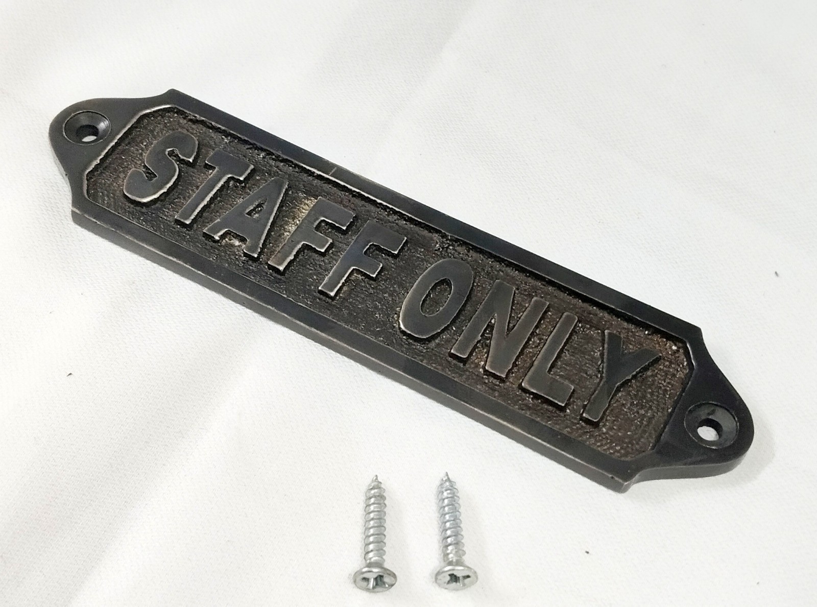 Solid Brass Staff Only Door Sign Plaque Vintage Nautical Wall Decor Plate