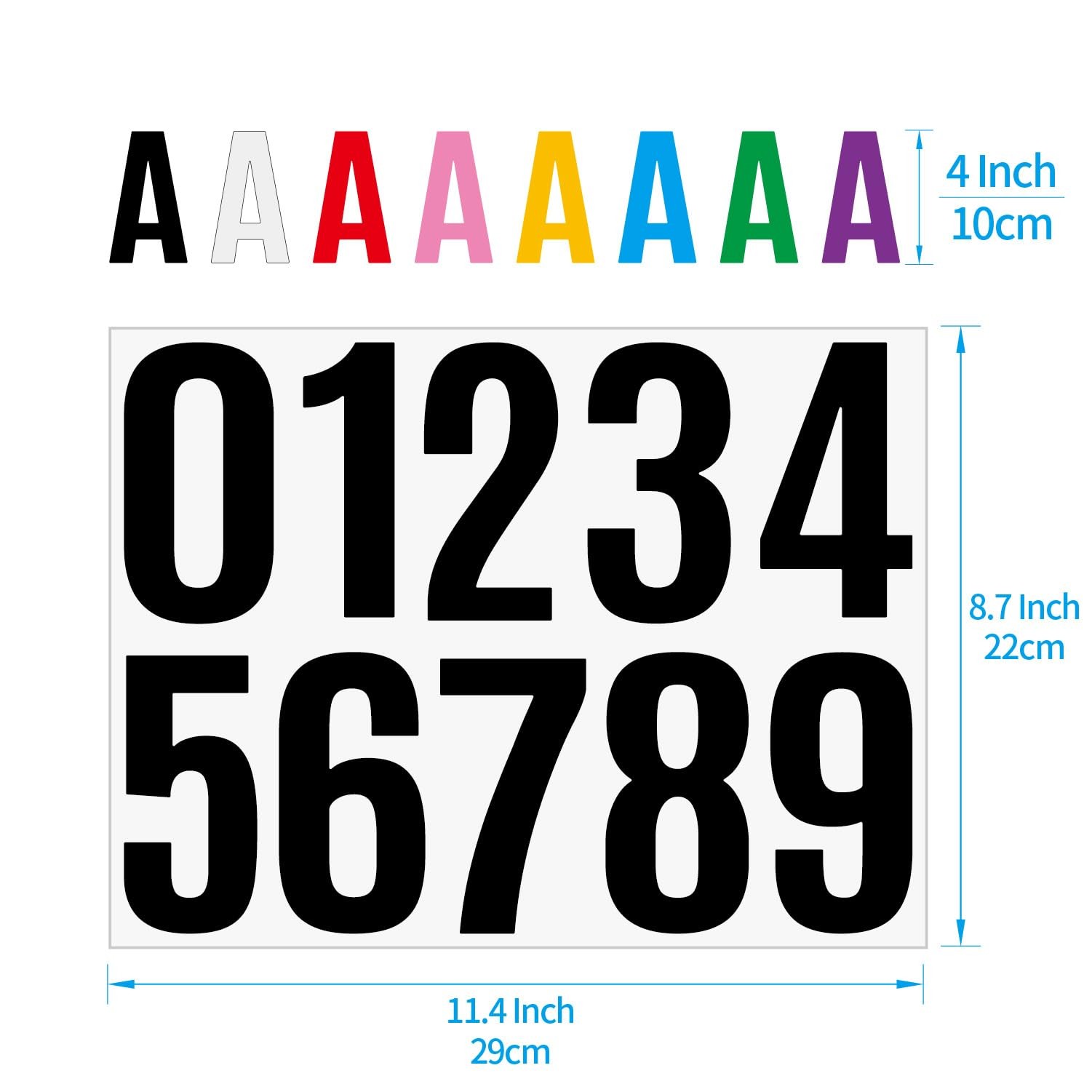 15 Sheets Large Self Adhesive Vinyl Letters Numbers Kit, 4 Inch 4 Inch, Black