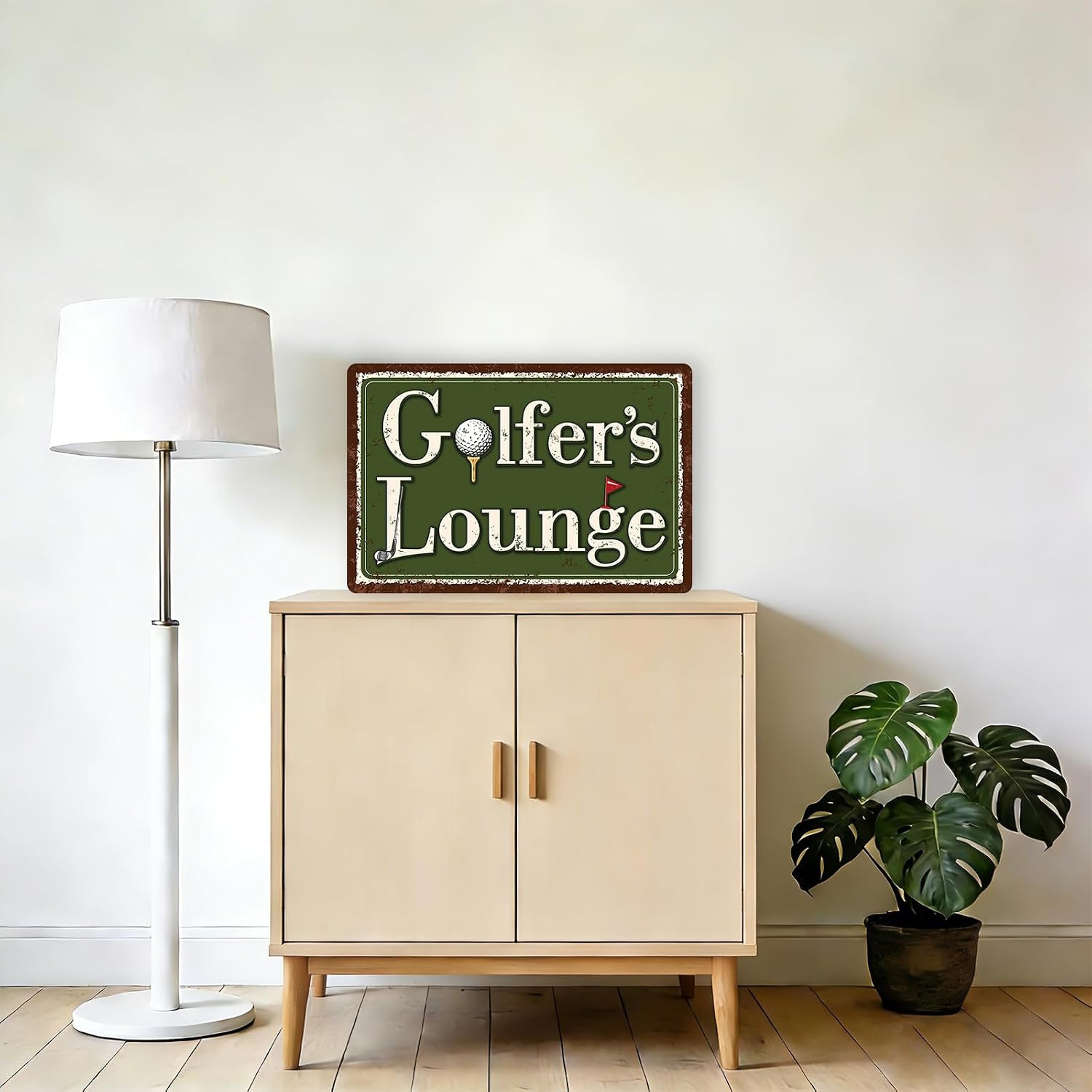 Golfers Lounge Metal Sign, 30X20Cm/12X8In Tinplate Vintage Golf Lounge Wall Art
