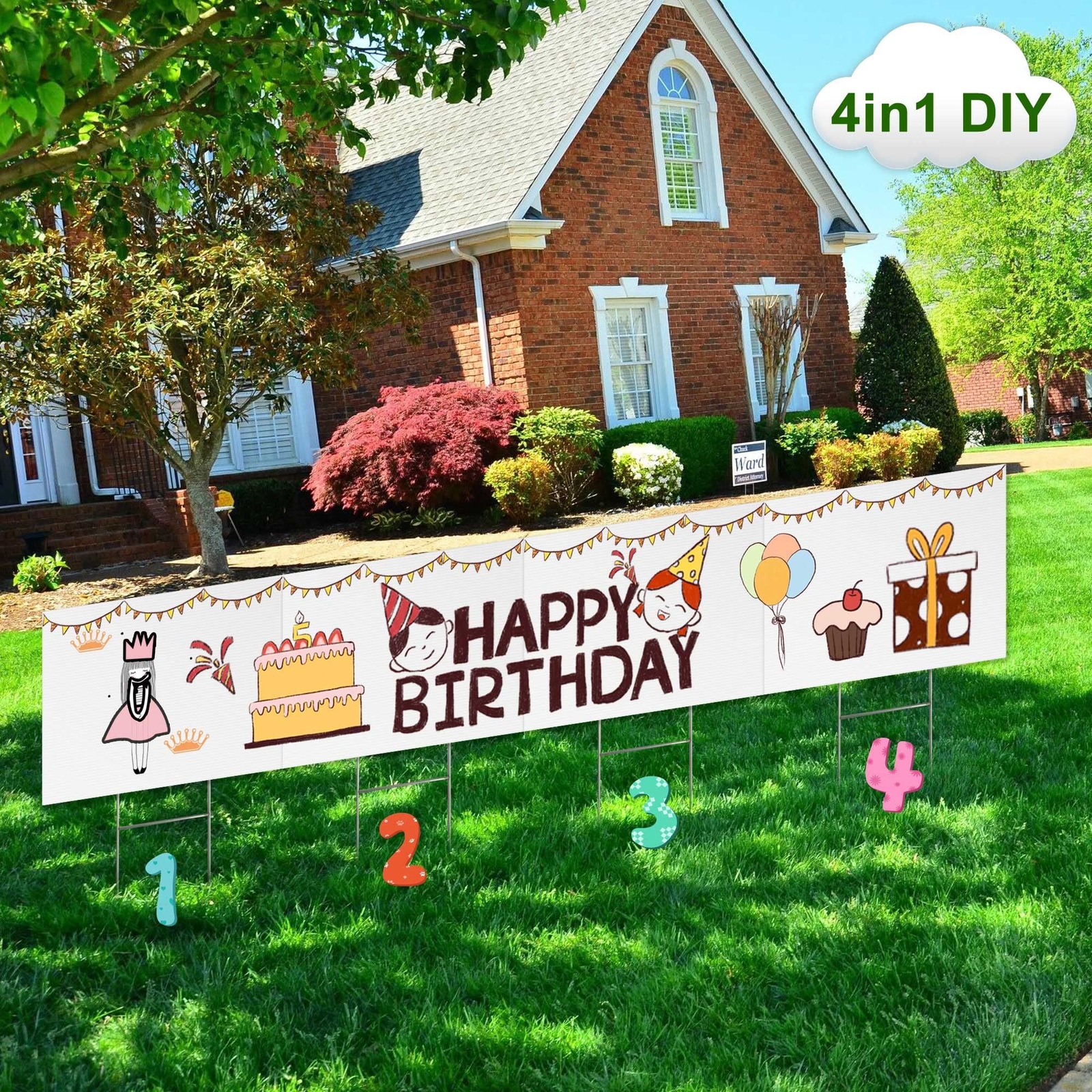 Blank Yard Lawn Signs 4 Pack 18 x 12 Inches White Plastic For Happy BirthdayG…
