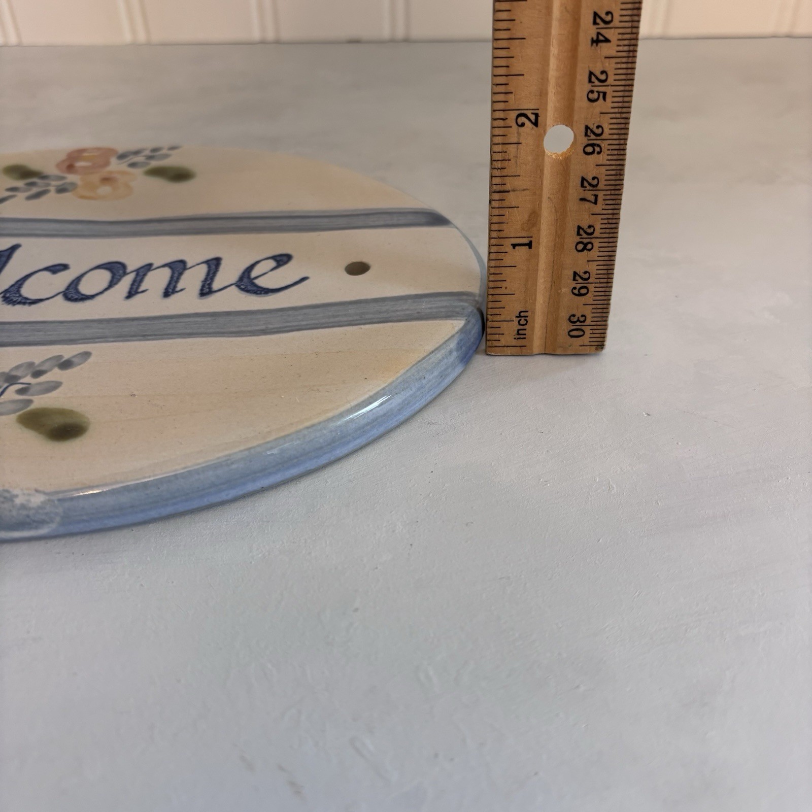 Hand Painted Oval Welcome Sign Louisville Stoneware Cottagecore Floral Soft Girl