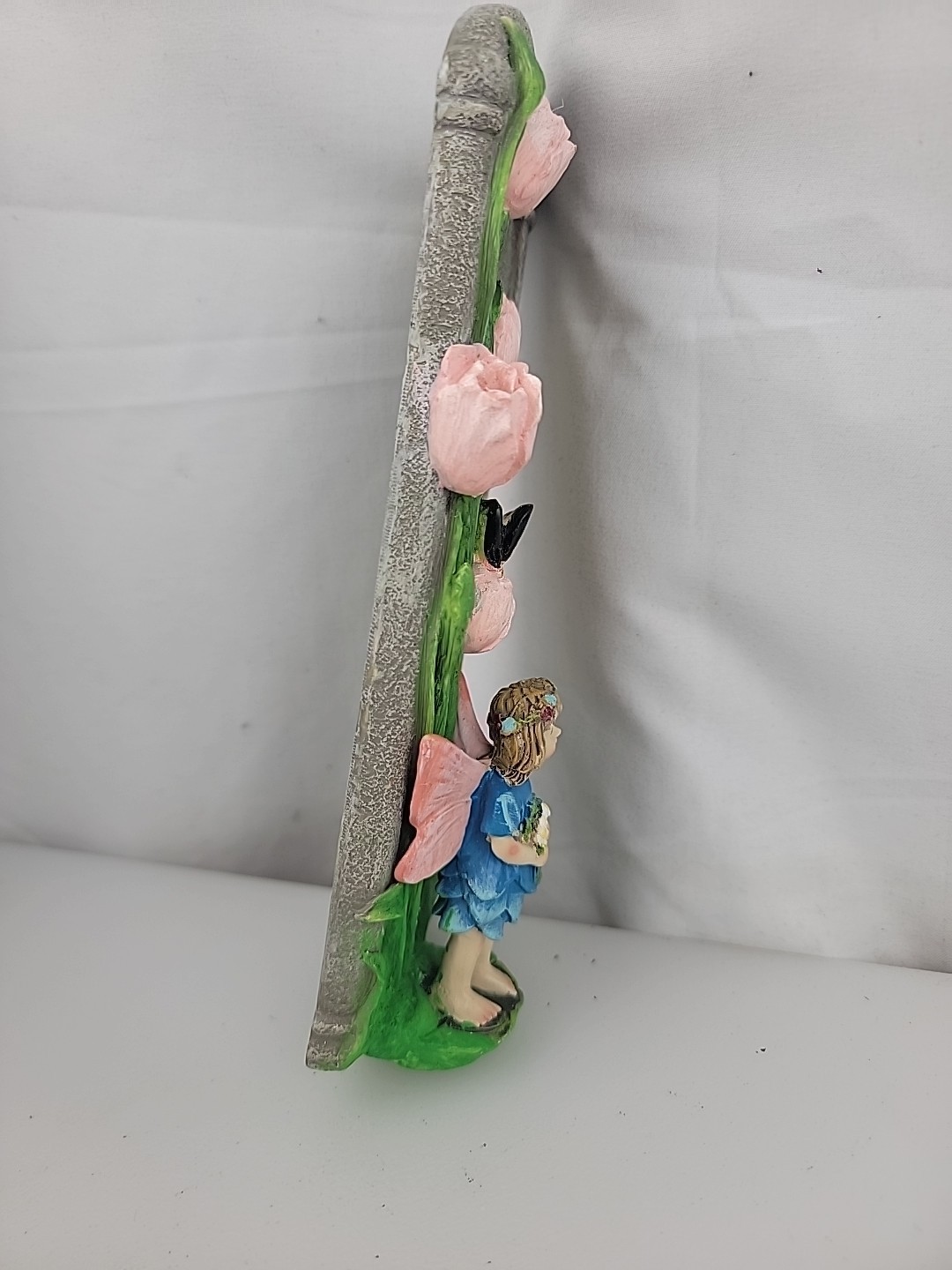 Resin Wall Fairy, Butterflie & Pink Lilies Plaque Thermometer