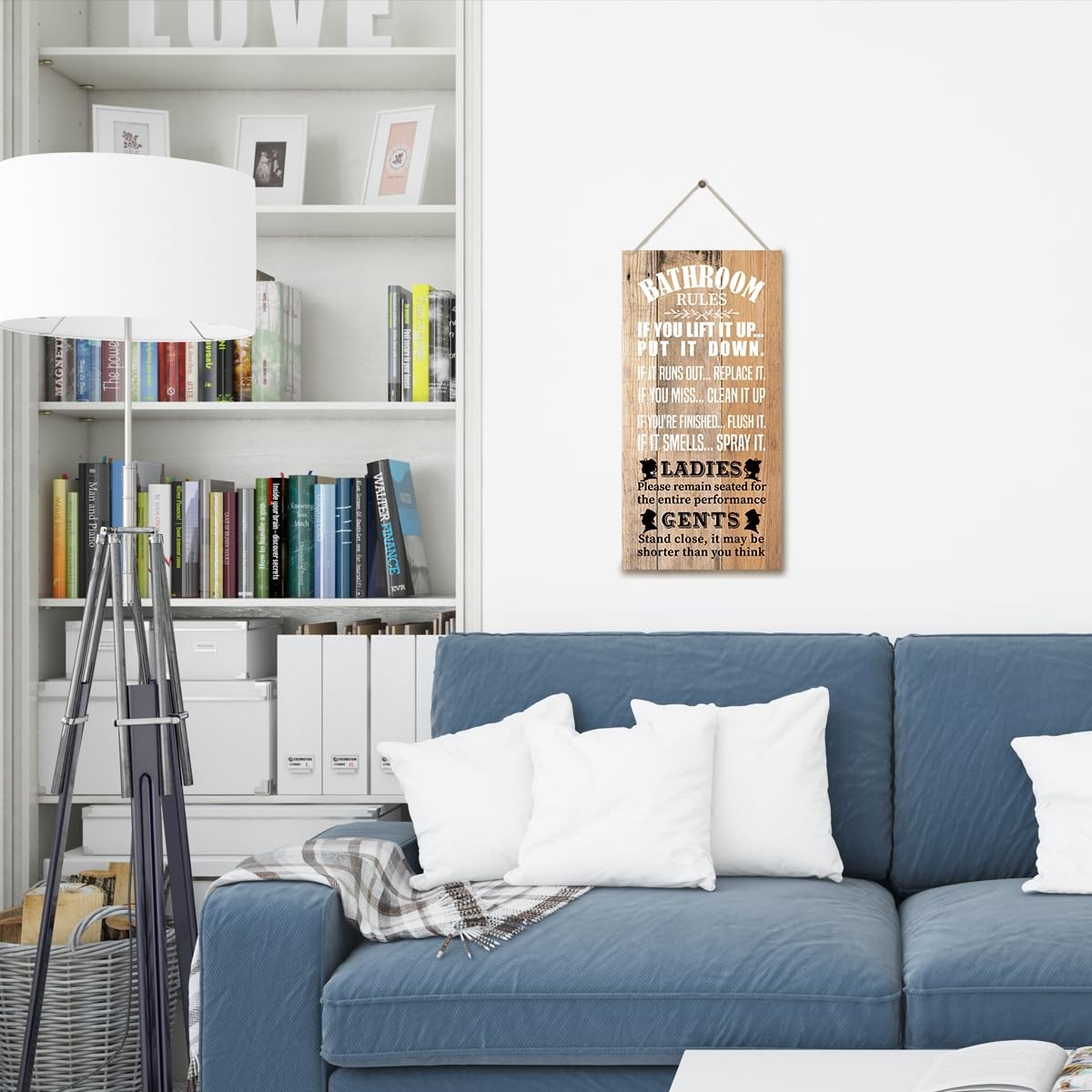 Funny Bathroom Wooden Plaque Sign, Rules, 12″ x 6″ x0.12″, color10