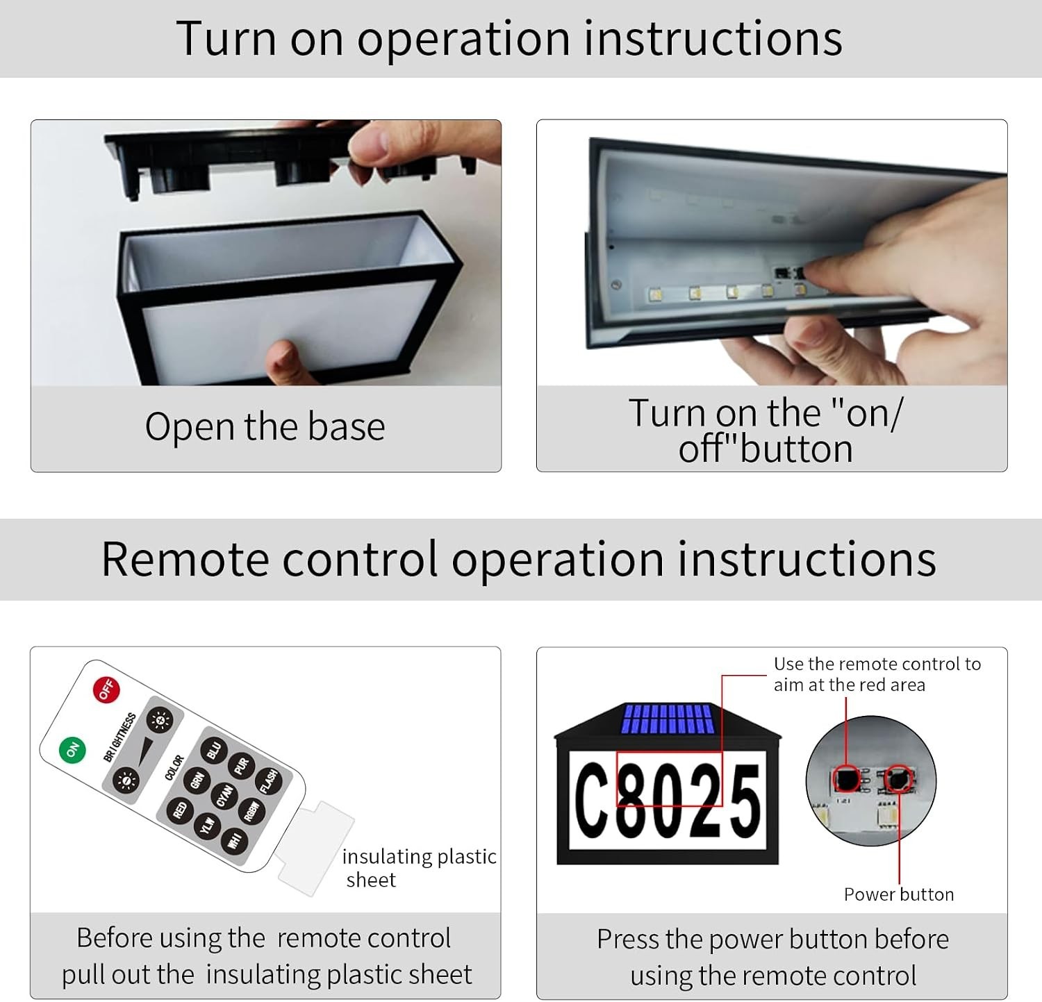 Solar House Numbers, Lighted Solar Address Number with Remote Control | Water…