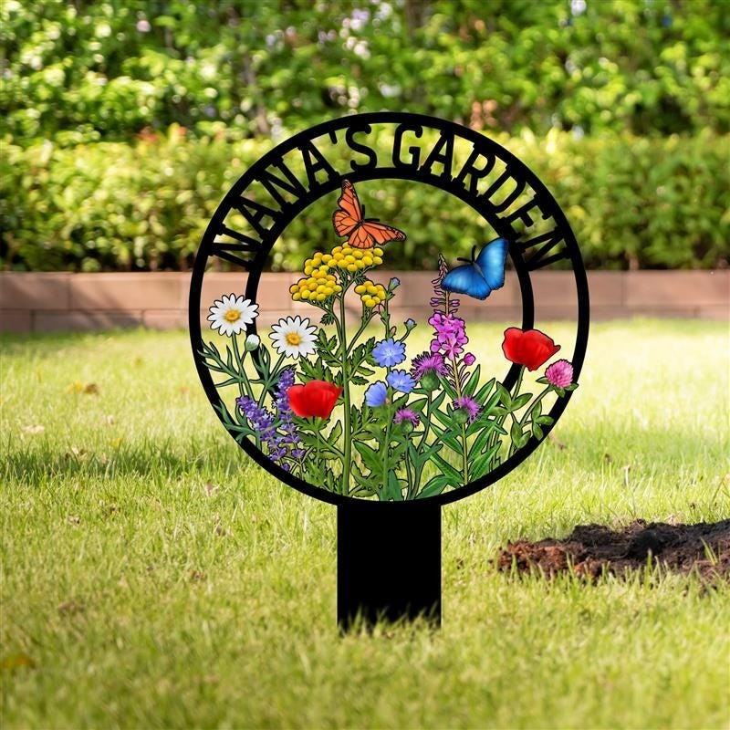 Personalized Garden Metal Sign With Stake, Metal Yard Art, Housewarming Gift
