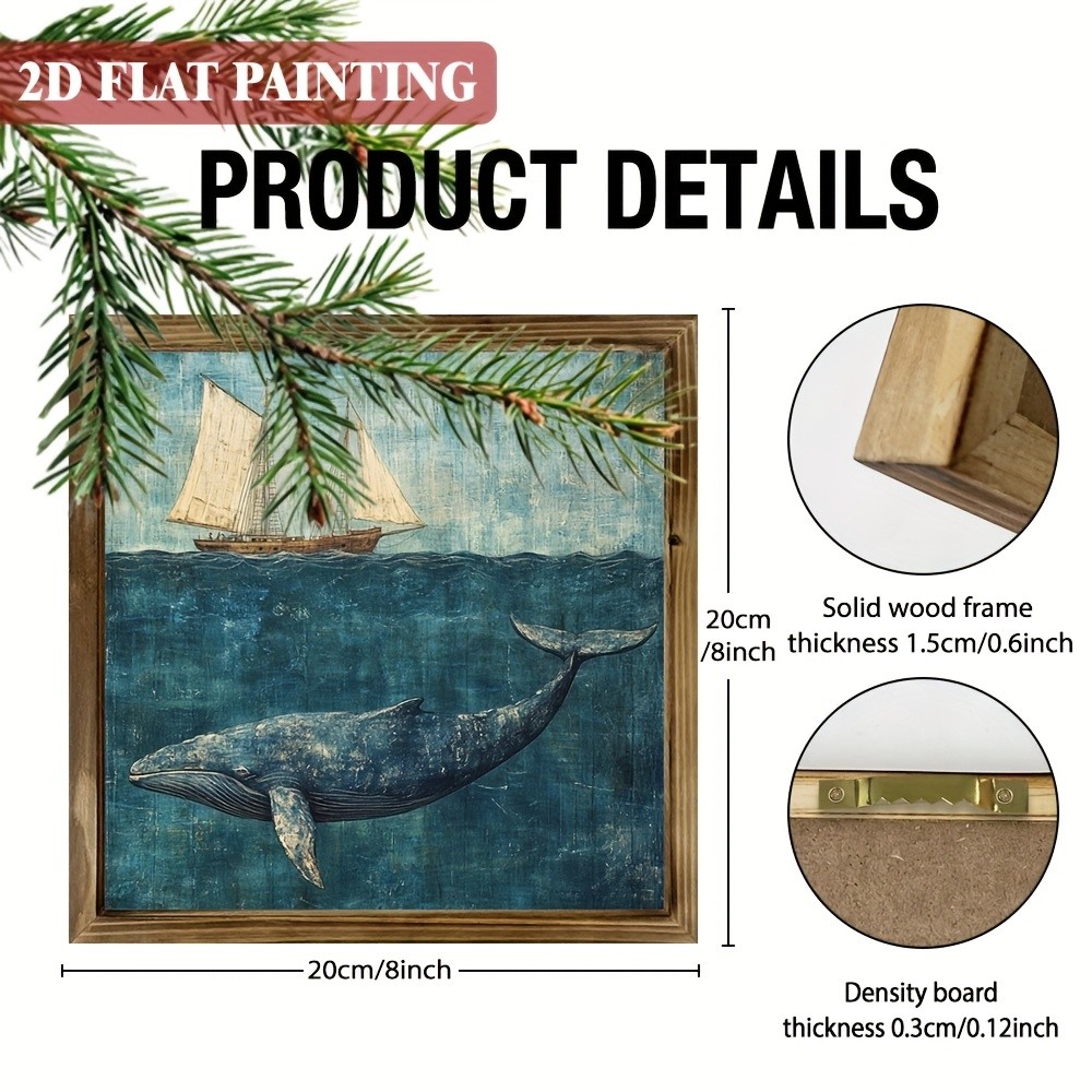 Vintage Nautical Whale Sailboat Wooden Wall Art For Coastal Home Wall Decor