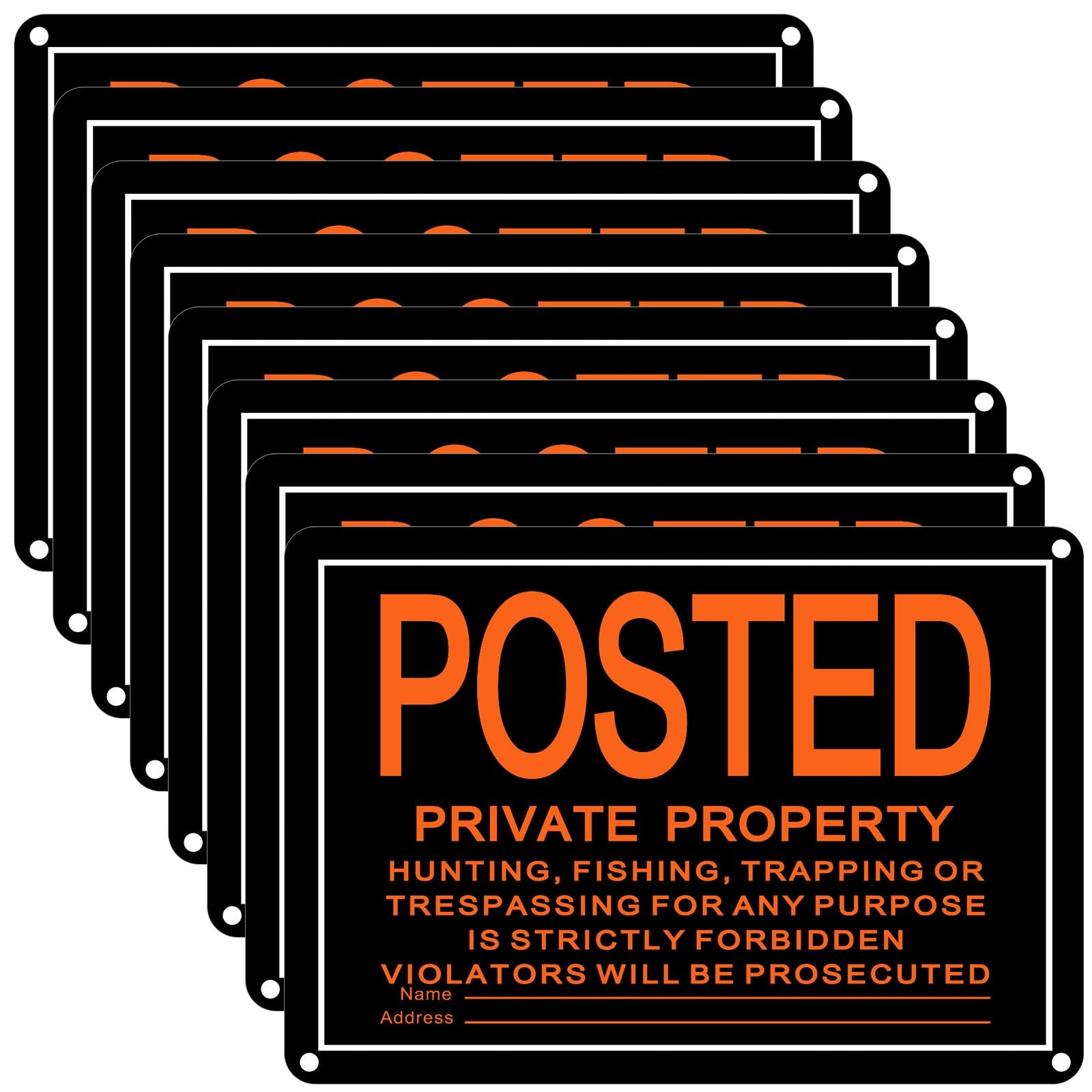 8 Pcs Posted No Trespassing Signs Private Property 10 x 7 Inch Metal No Hunti…