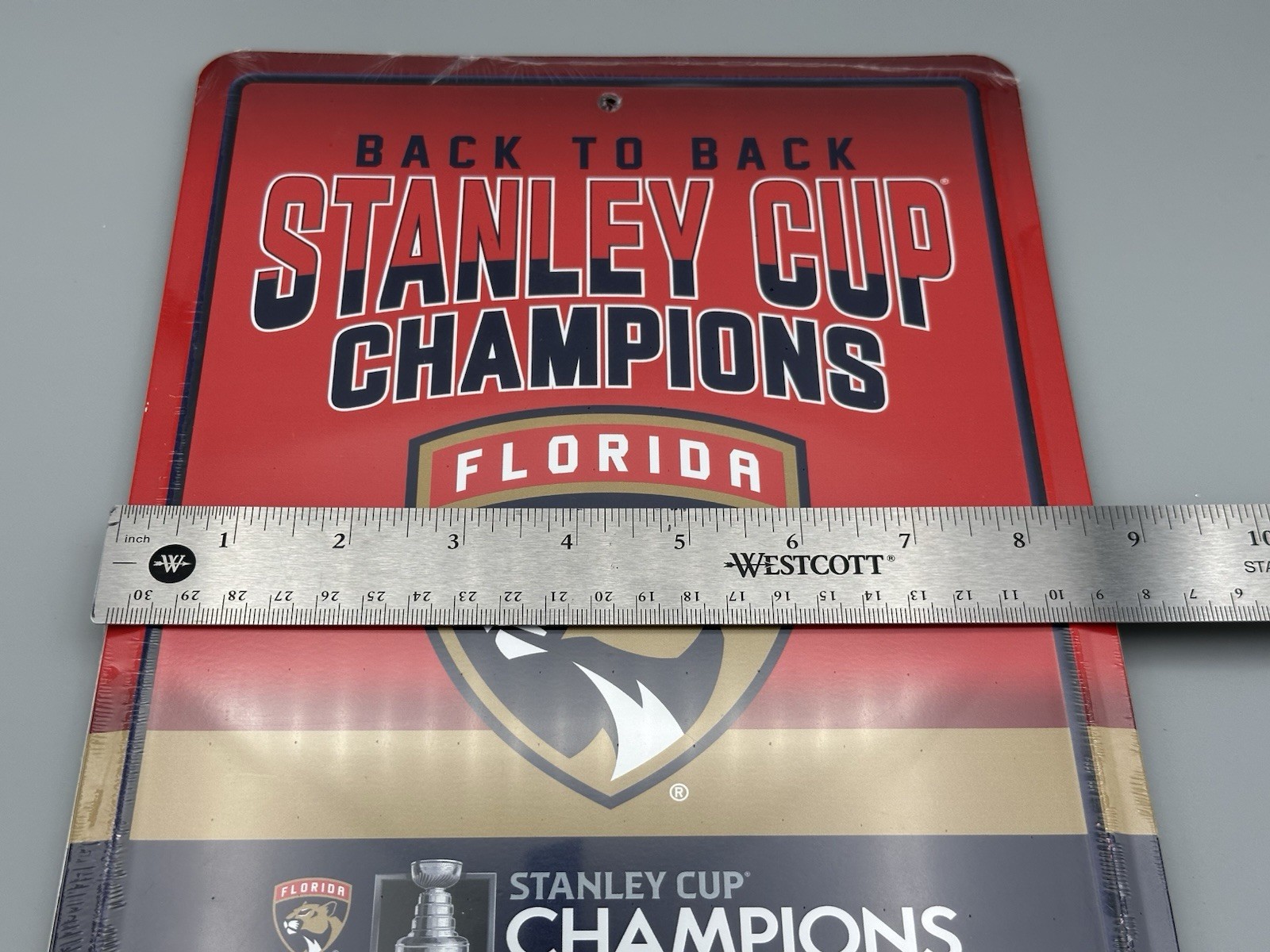 NHL Florida Panthers Back to Back Champions 2024-2025 8.5×11 Metal Wall Hanging