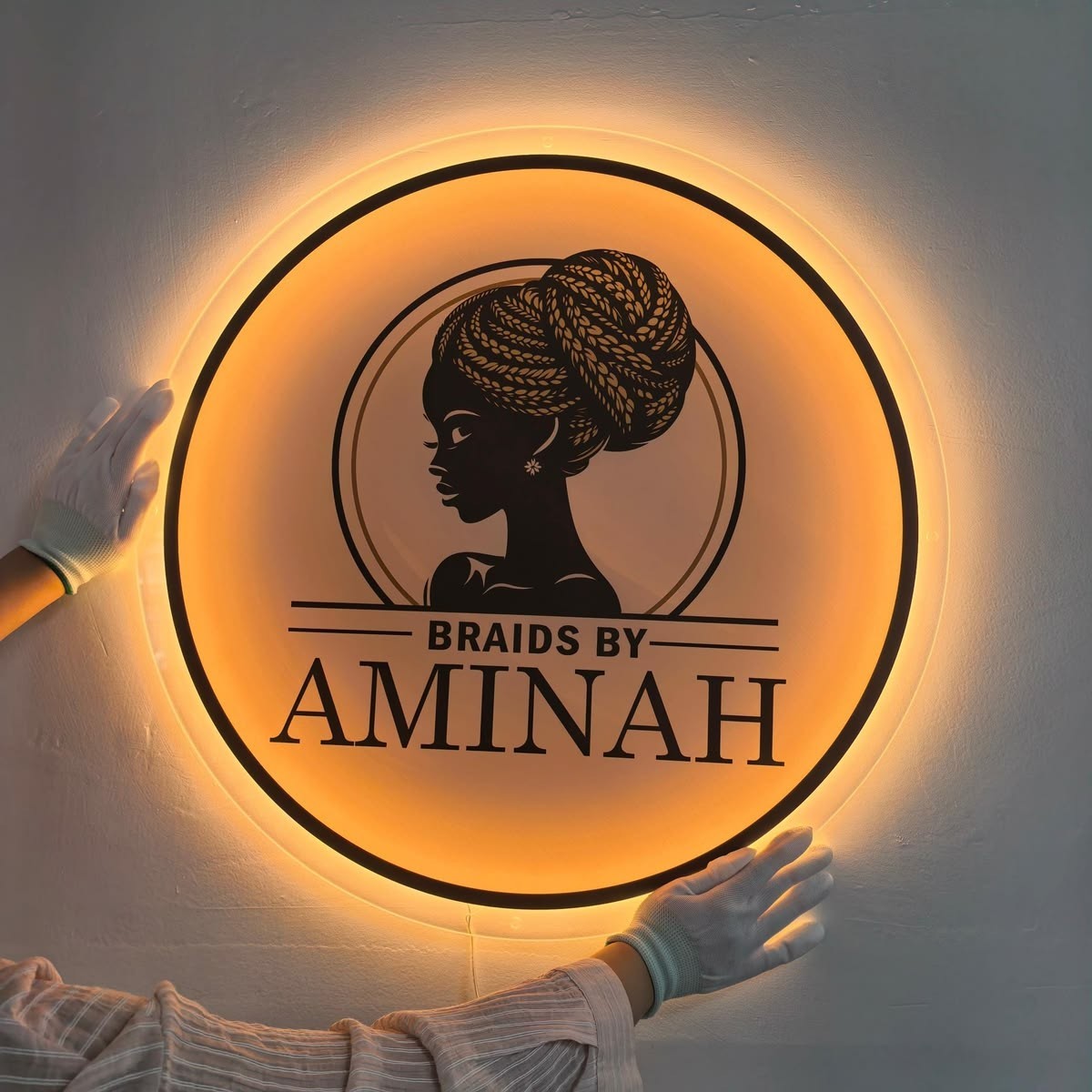 Custom Round Acrylic Logo| UV Round Acrylic Wall Sign| LED Halo Backlit