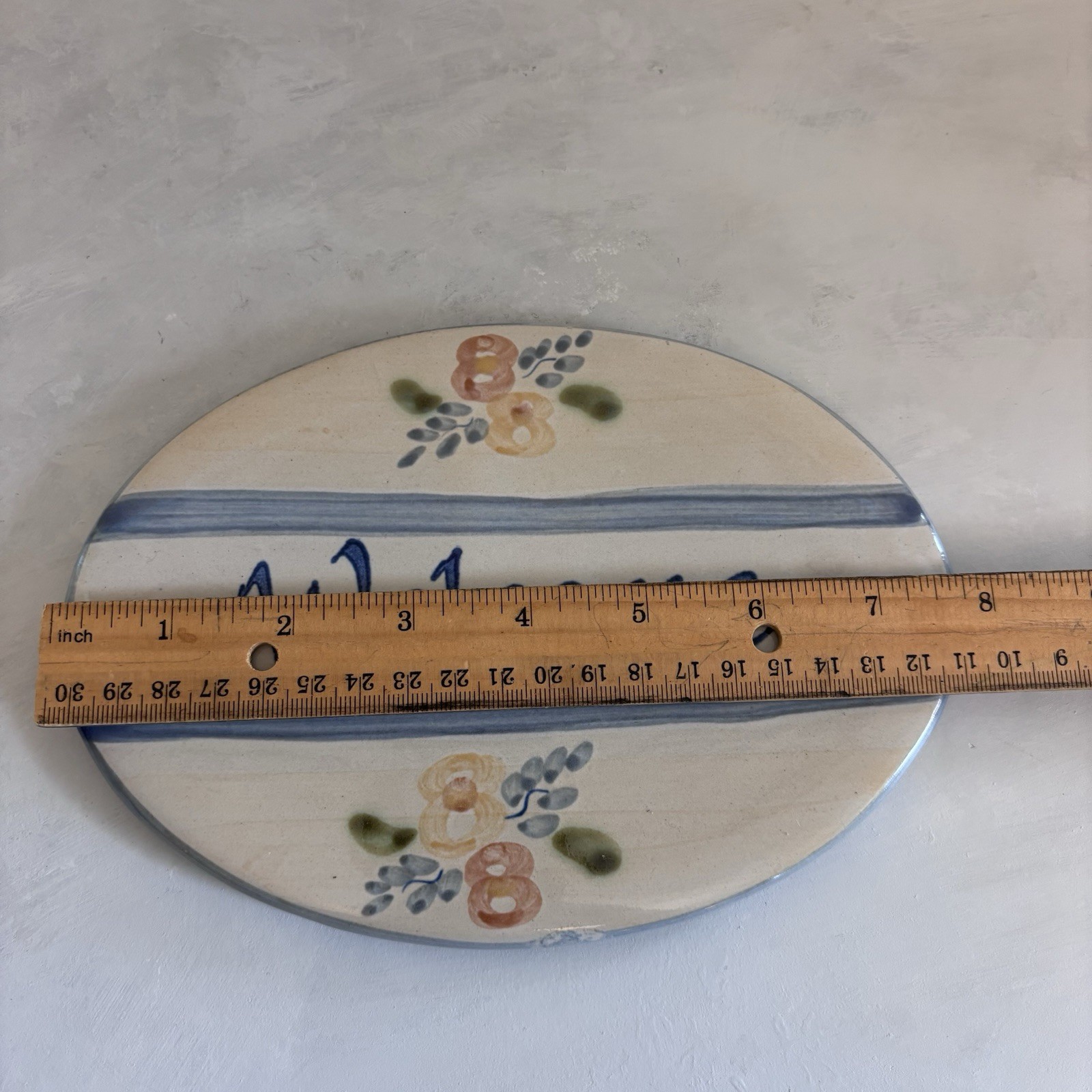Hand Painted Oval Welcome Sign Louisville Stoneware Cottagecore Floral Soft Girl