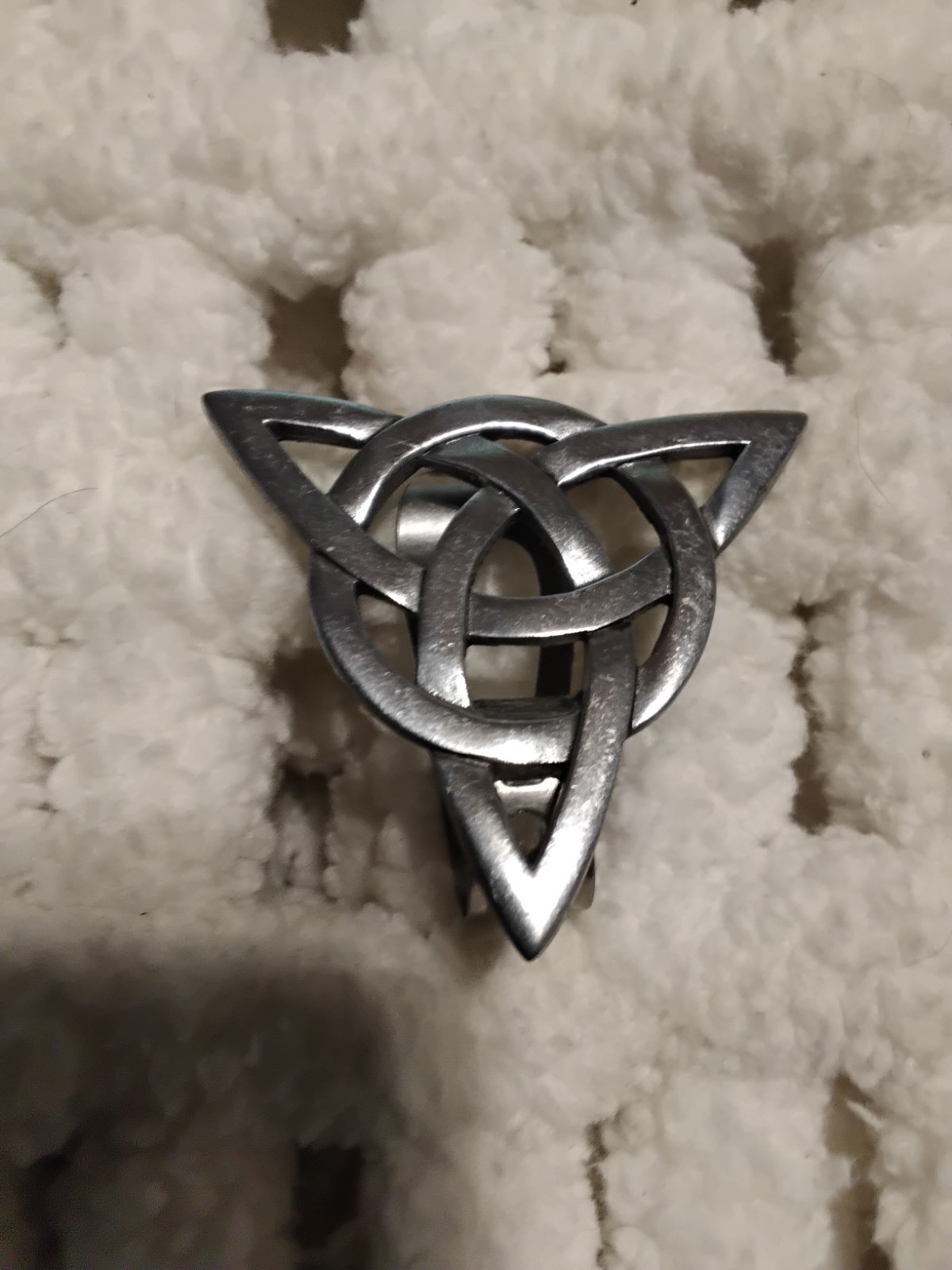 Celtic Trinity Knot, Clasp on design, metal 1.75 in. x 2 in., lapel clasp