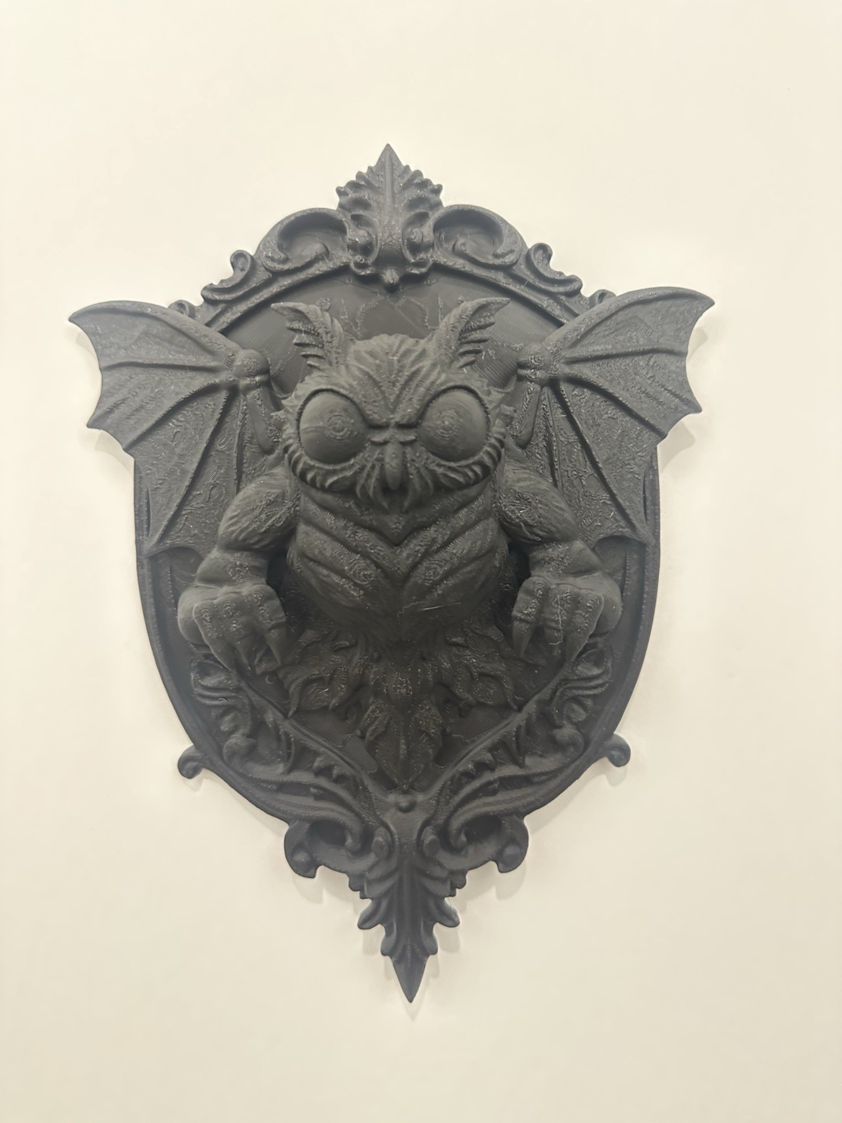 Gothic Mothman Wall Plaque Cryptid Sculpture Dark Fantasy Wall Home Decor 9x7x2”