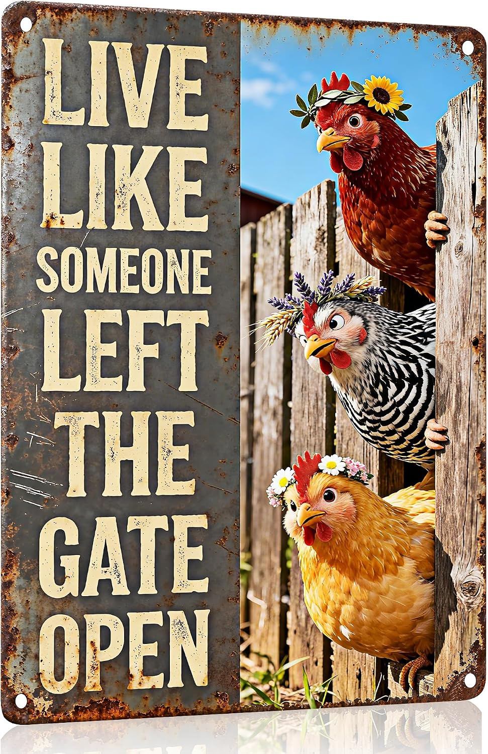 Funny Chicken Coop Tin Sign Vintage Decor Gifts for Gate Farm Yard Kitchen | Liv