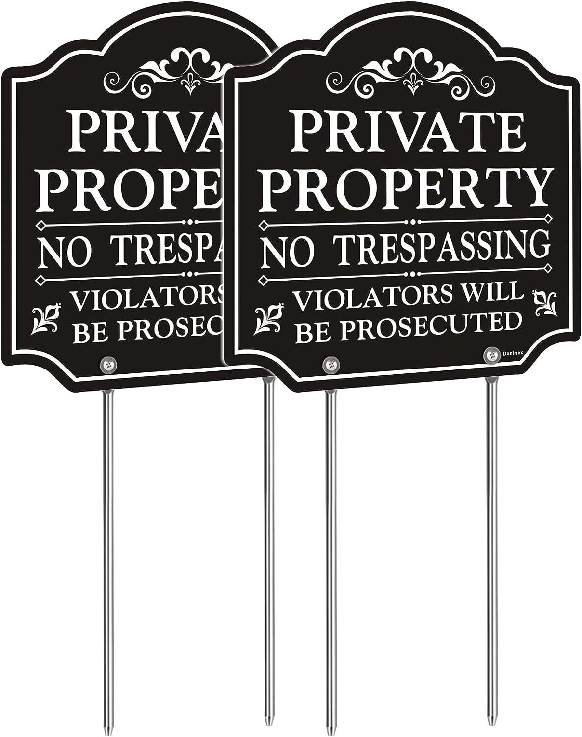 No Trespassing Signs Private Property, Aluminum, Metal Stakes Included – 2 Pack