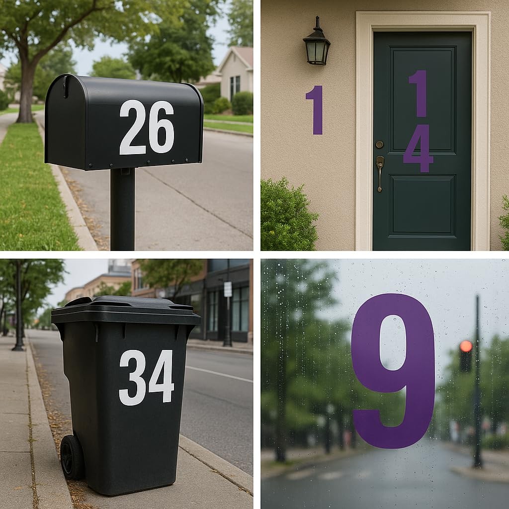 6 Sheets Number Stickers 09 in 4 Inch, Vinyl Adhesive Waterproof Decals for A…