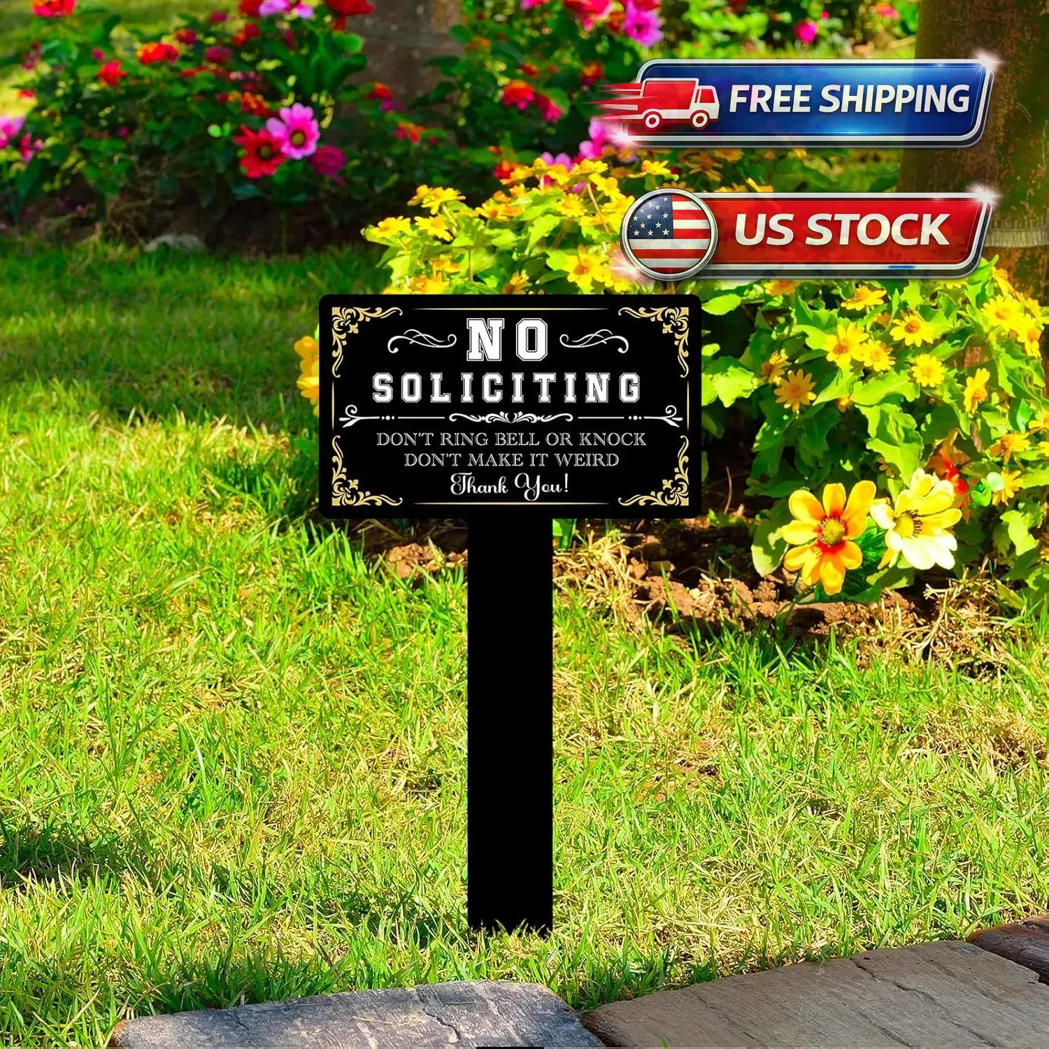 Private Property No Trespassing for House Yard No Soliciting No Loitering Signs