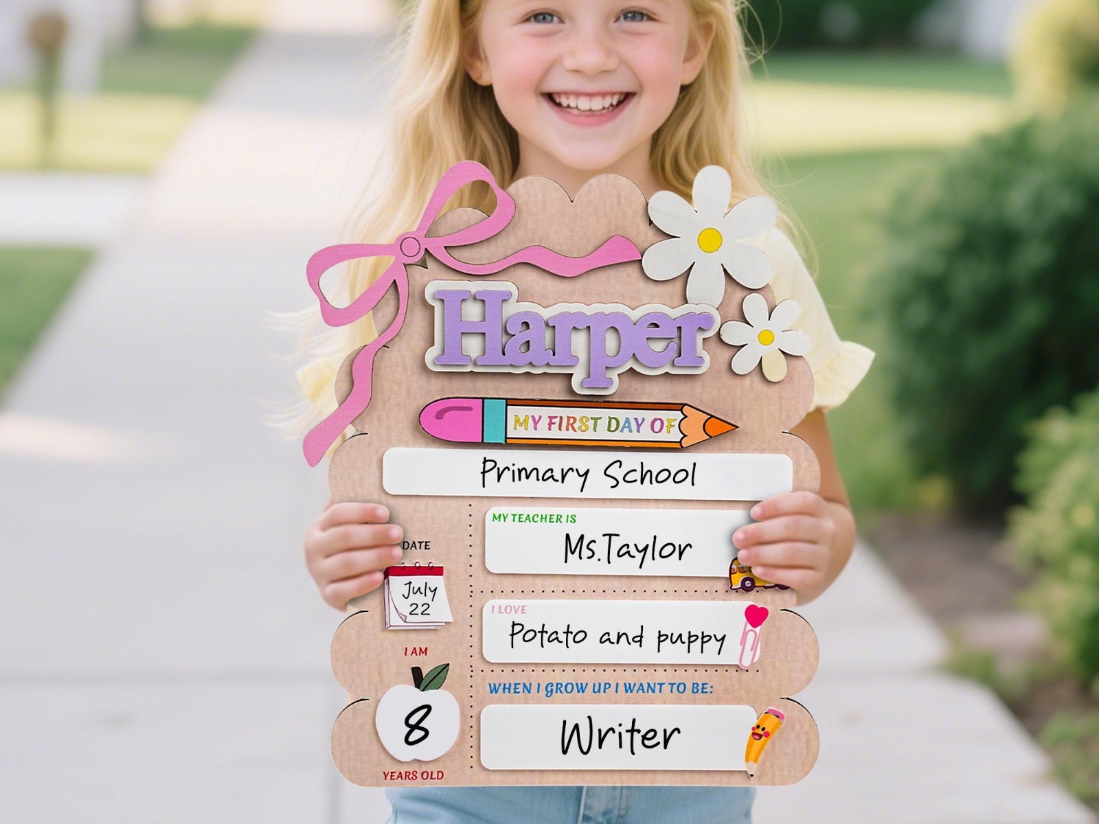 Custom First Day of School Sign, Personalized Reusable School Board