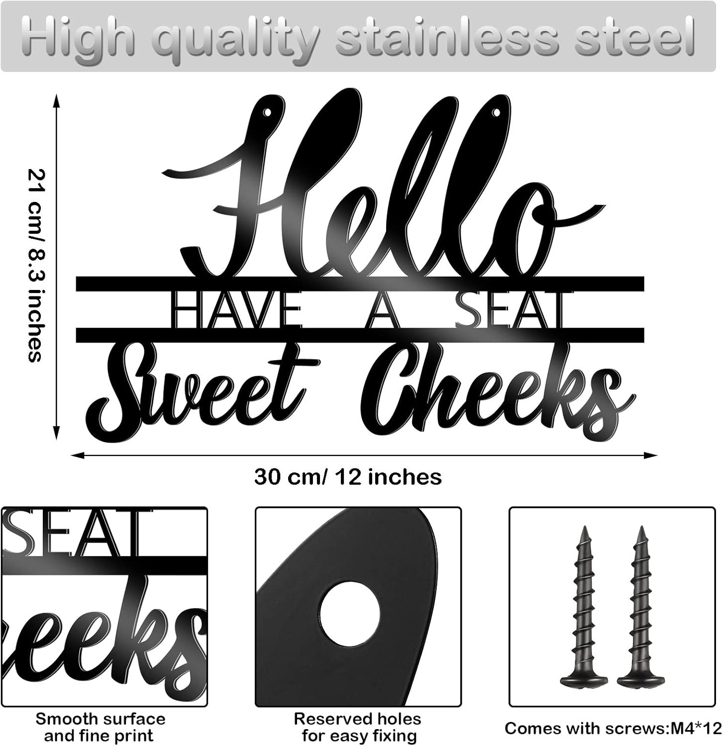 Hello Sweet Cheeks Sign Have a Seat Wall Sign Metal Bathroom Wall Decor Funny Ba