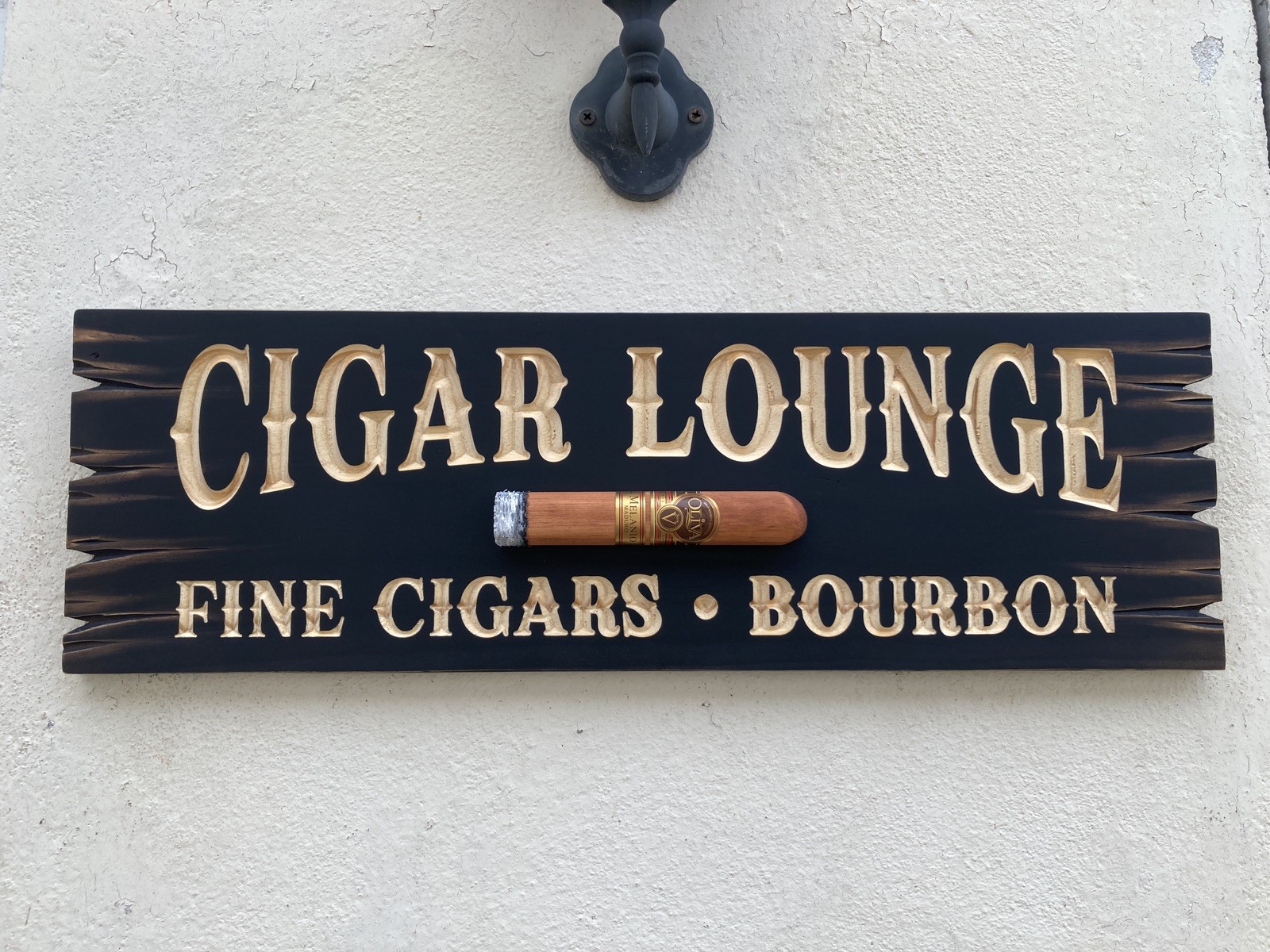 Cigar Lounge Whiskey Bar Bourbon Wood Sign Carved Rustic Tavern Antique Look