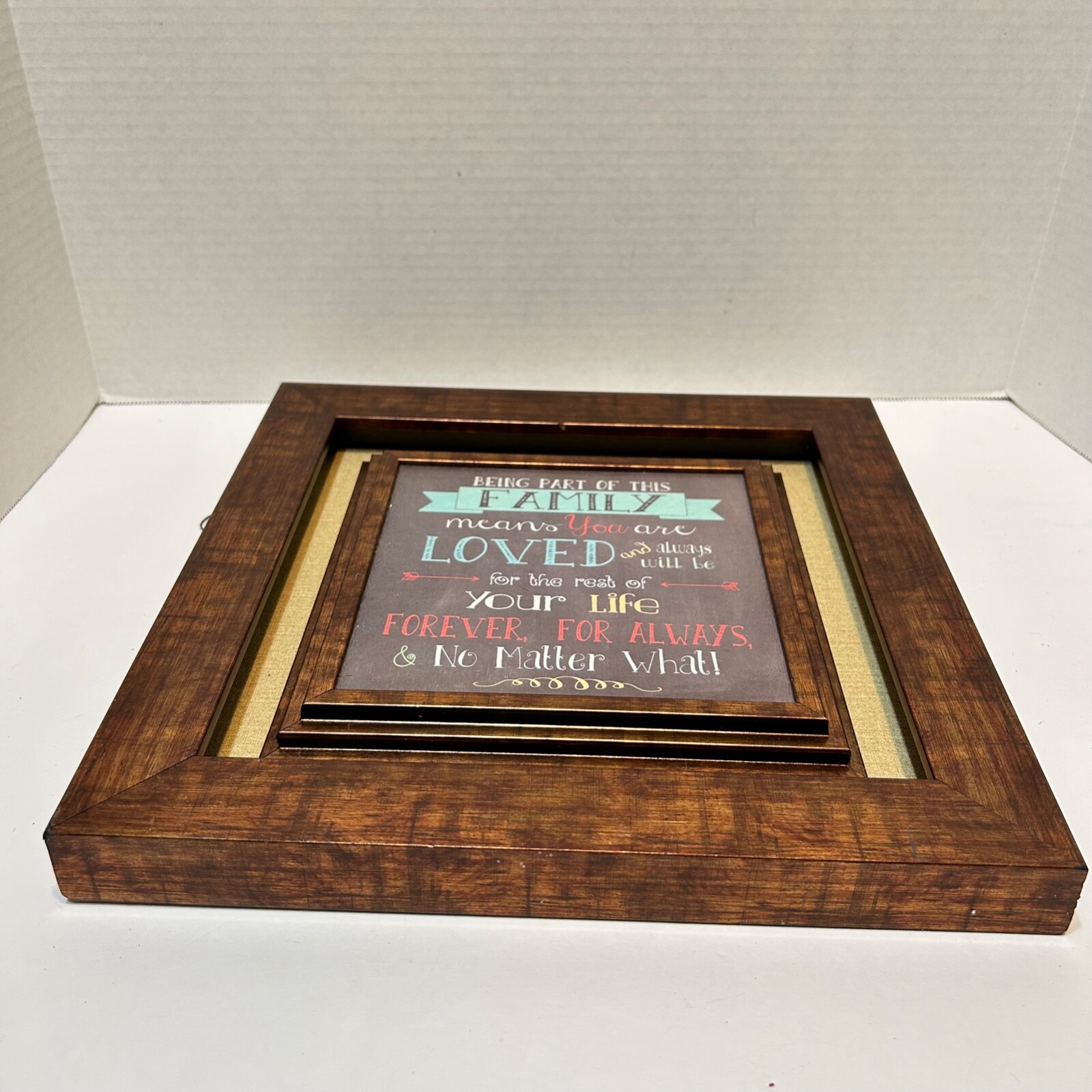 Family and Love Saying Double Framed Wall Hanging Plaque 12 x 12 x 1″