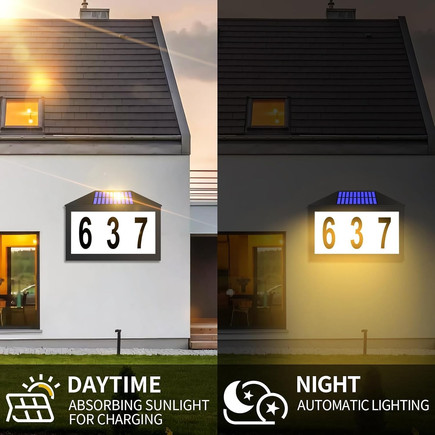 Solar House Numbers, Lighted Solar Address Number with Remote Control | Water…