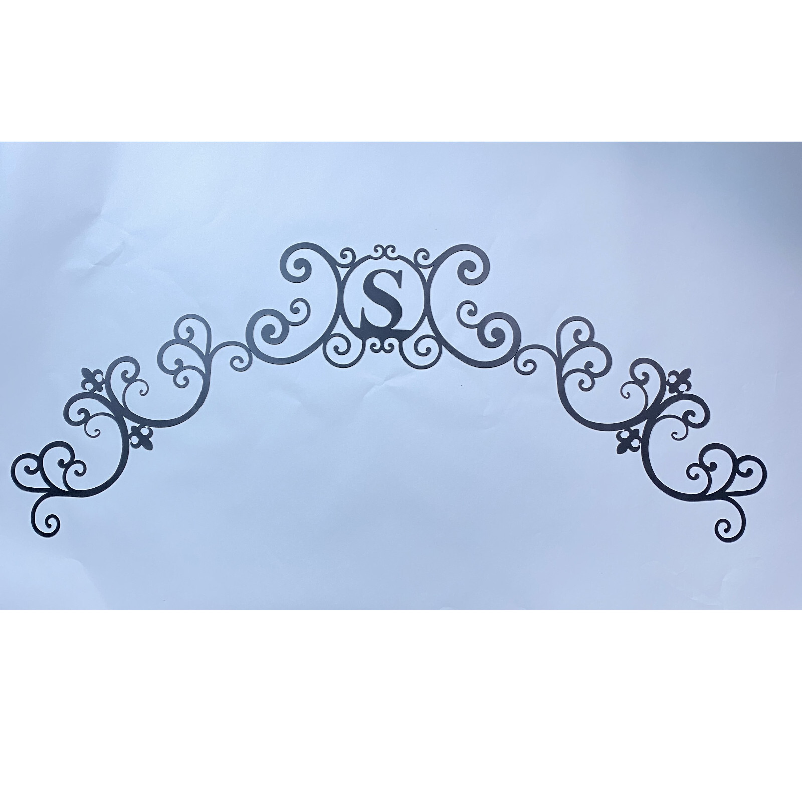2 PK Wrought Iron Metal Scrolled Door Wall Decoration Plaque Art 24″ x 9.5″ 2mm