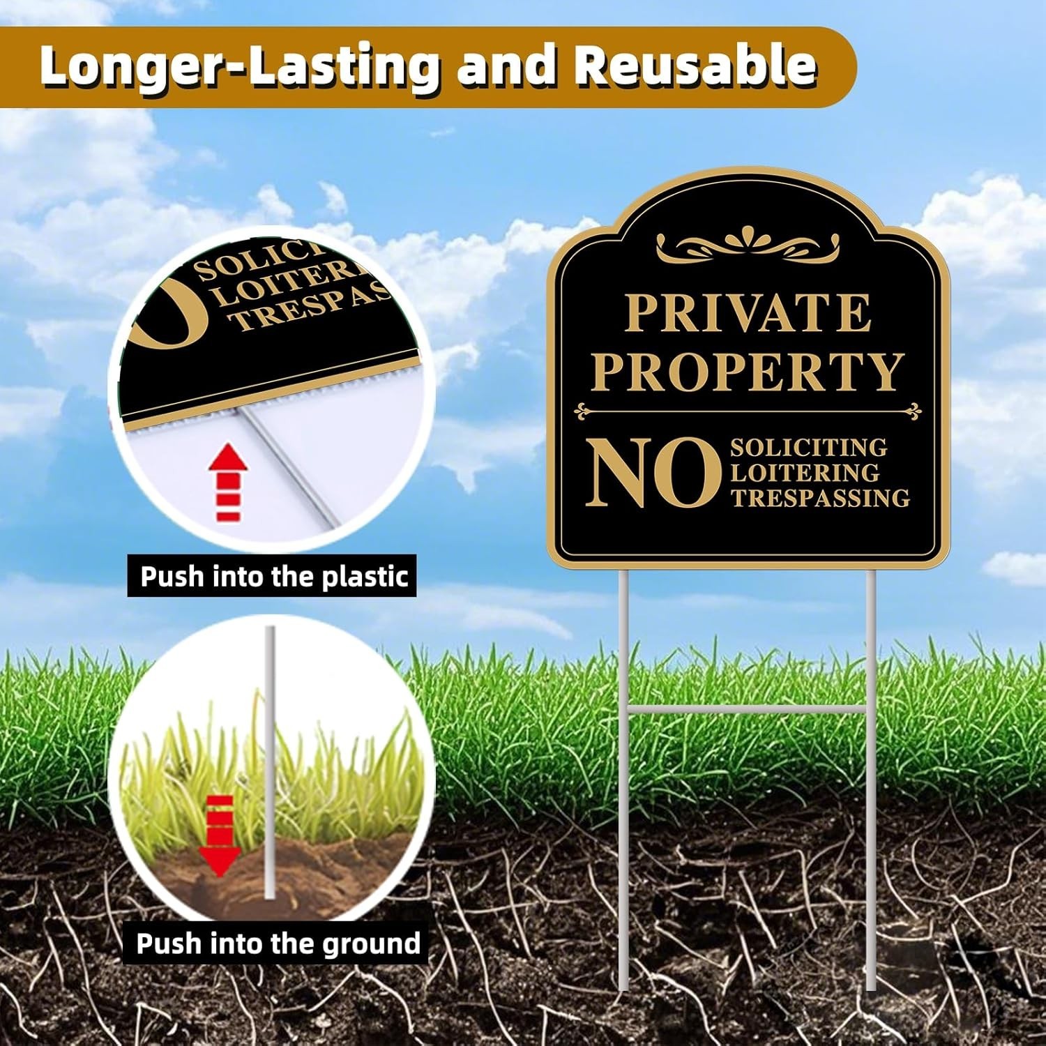 Private Property No Soliciting Sign for House, No Soliciting Yard Sign, 2-Pack 1