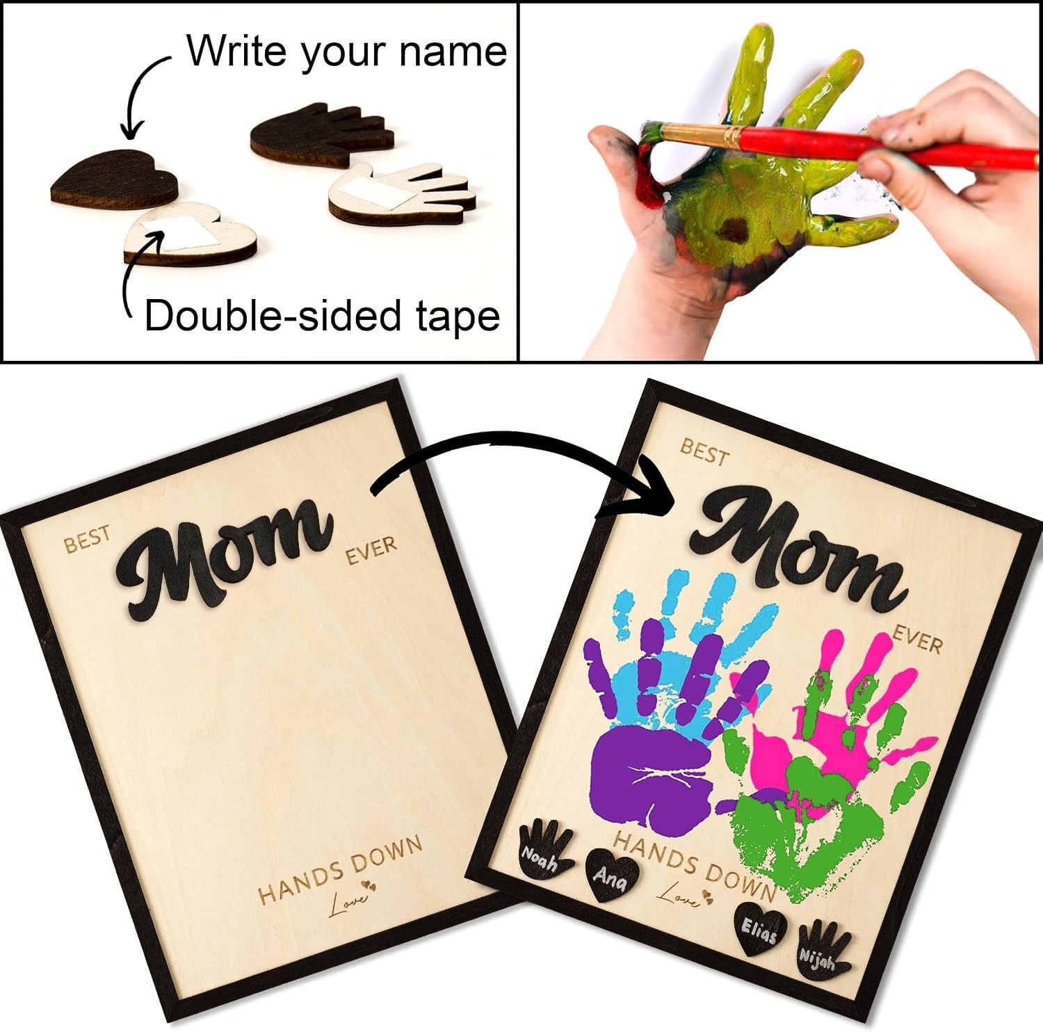 Mothers Day Gift DIY Handprint Frame, Best Mom Ever Gifts from Kids, Daughter…